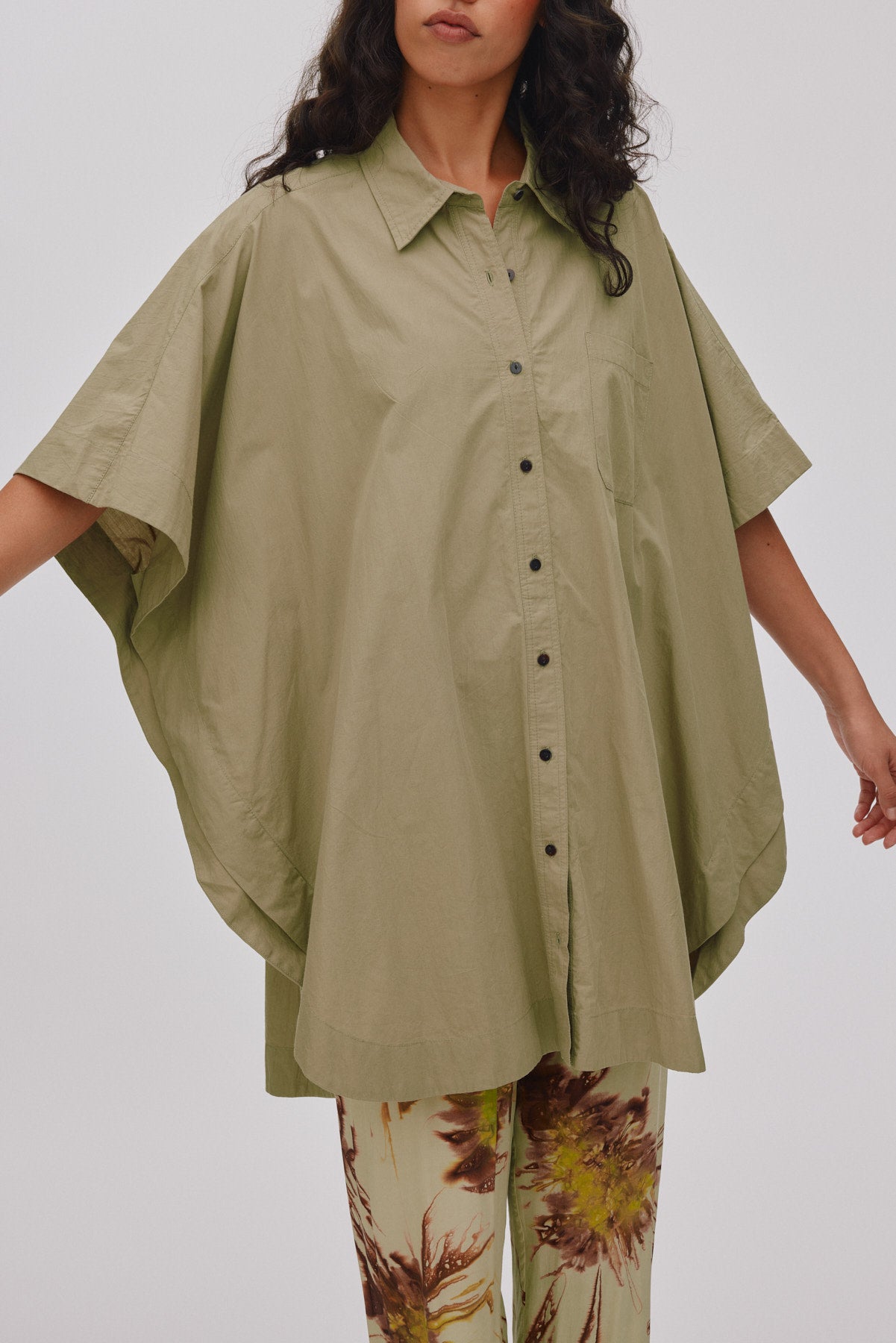 Berta - Poplin curved hem shirt dress I White 7 - Rabens Saloner
