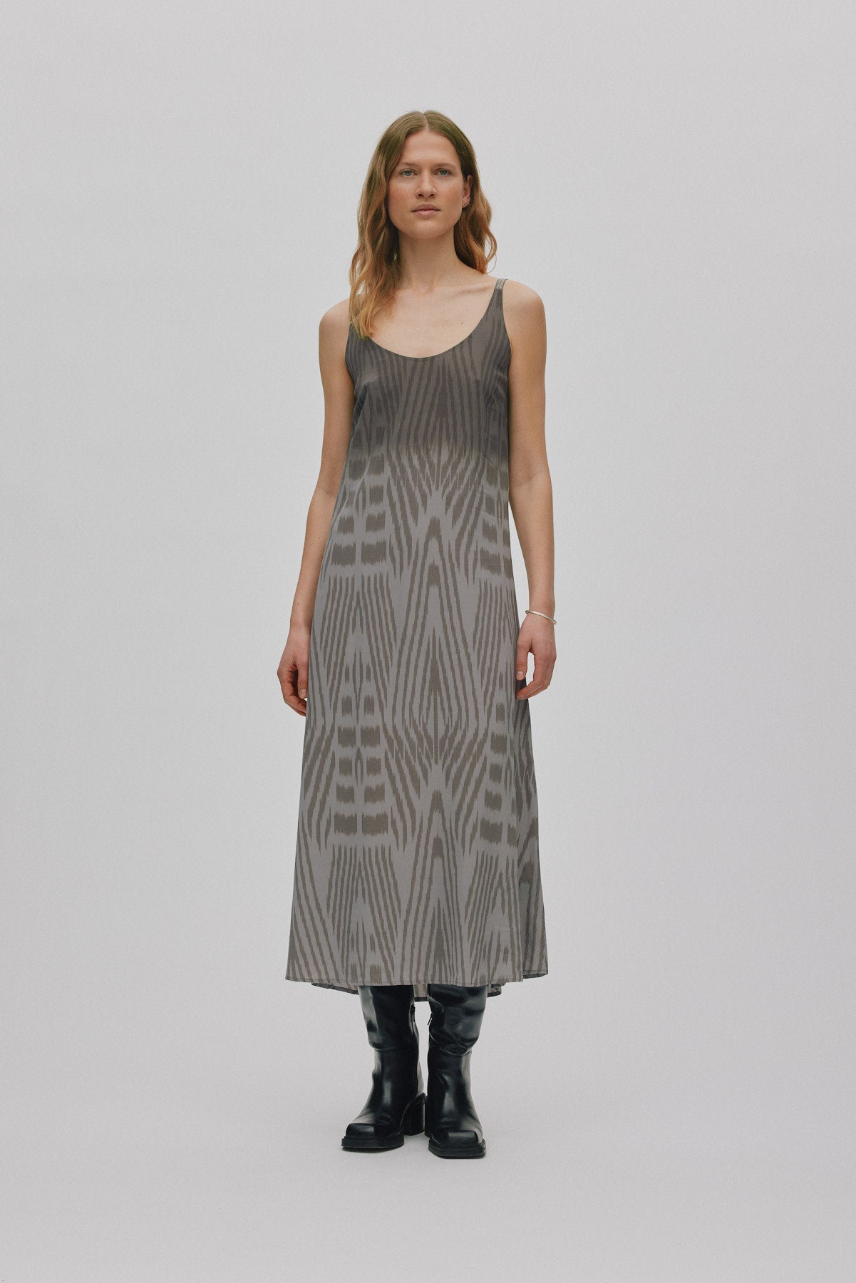 Maice - Ombre ikat slim string dress I Asphalt combo 1 - Rabens Saloner