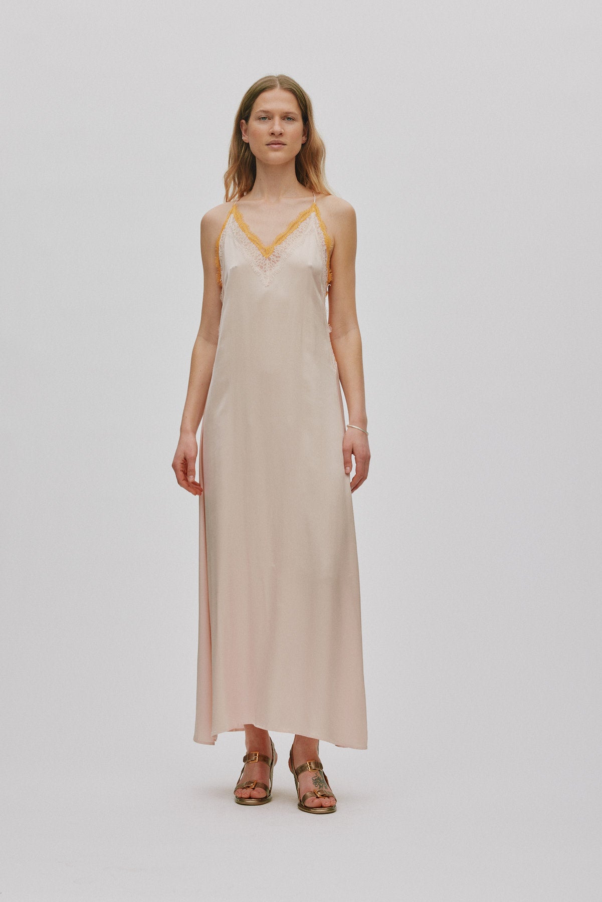 Chefira - Contrast lace camisole dress I Light rose 1 - Rabens Saloner