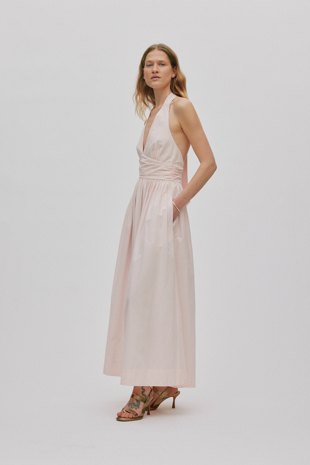 Izette - Poplin halter dress I Light rose 4 - Rabens Saloner