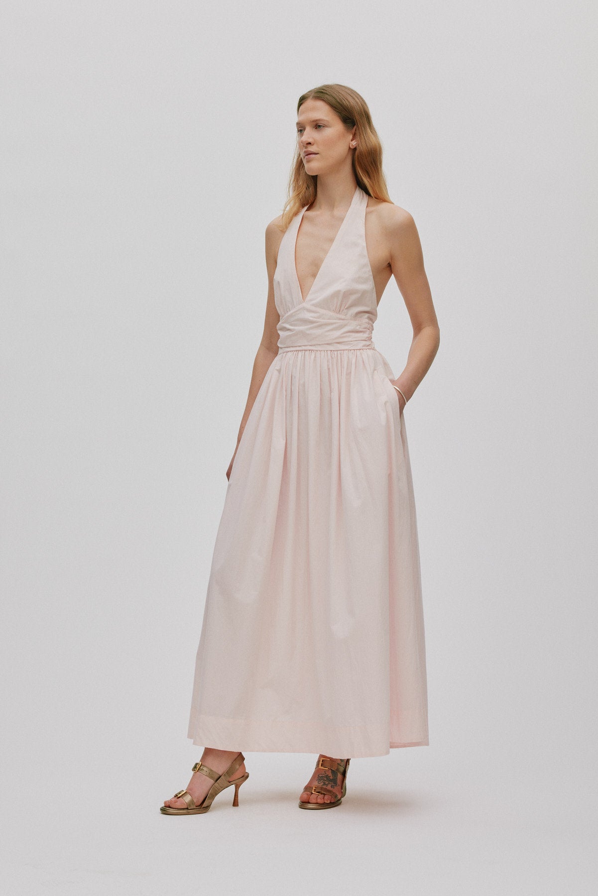 Izette - Poplin halter dress I Light rose 3 - Rabens Saloner