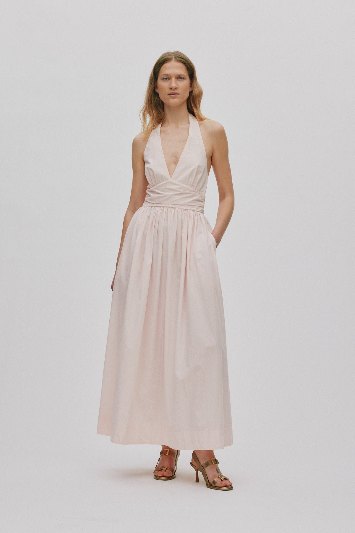 Izette - Poplin halter dress I Light rose 2 - Rabens Saloner