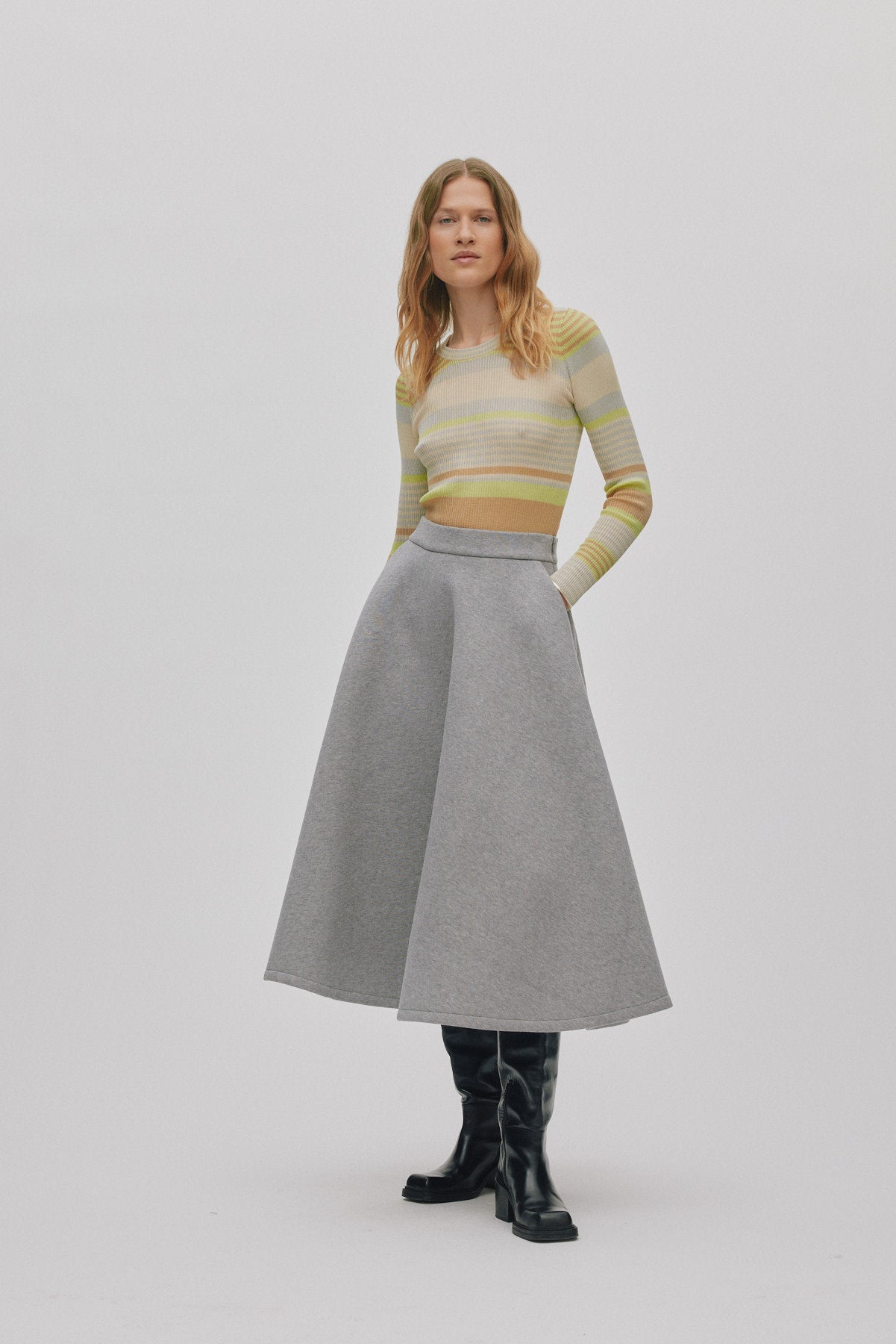 Bisharo - Varsity full skirt I Grey melange 1 - Rabens Saloner