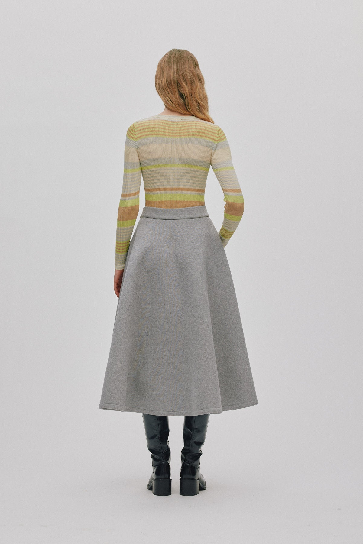 Jacka - Ribbed stripes knit top I Soft lime stripe 2 - Rabens Saloner