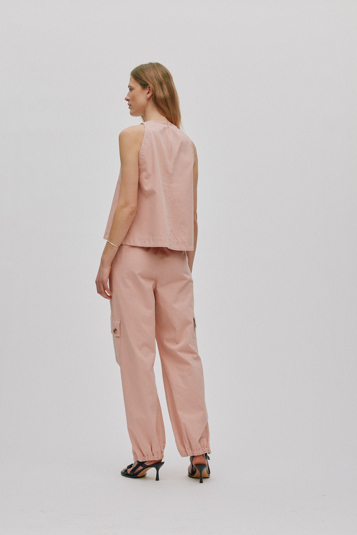 Justa - Texture canvas pants with zip I Soft rose 3 - Rabens Saloner