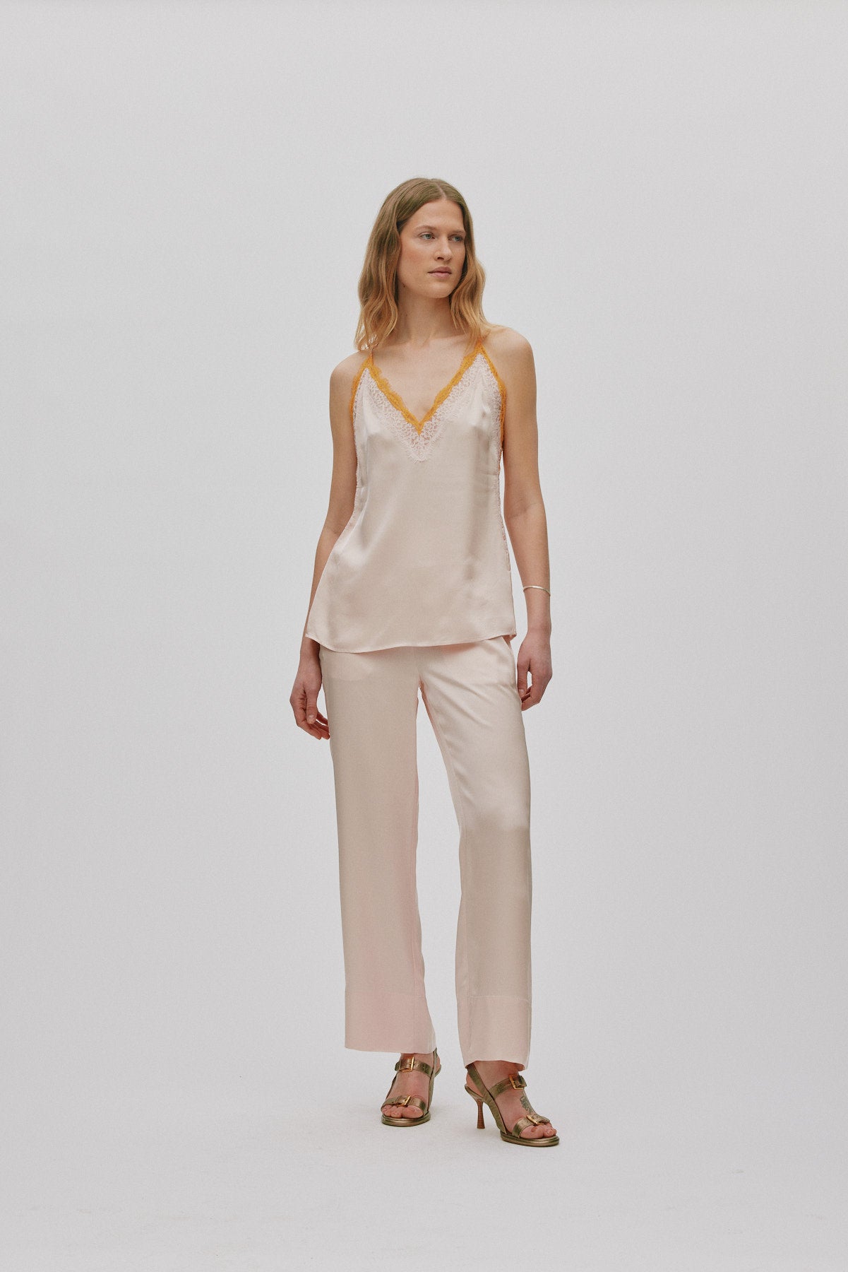 Alisa - Contrast lace wide leg pants I Light rose Light rose XS 1 - Rabens Saloner