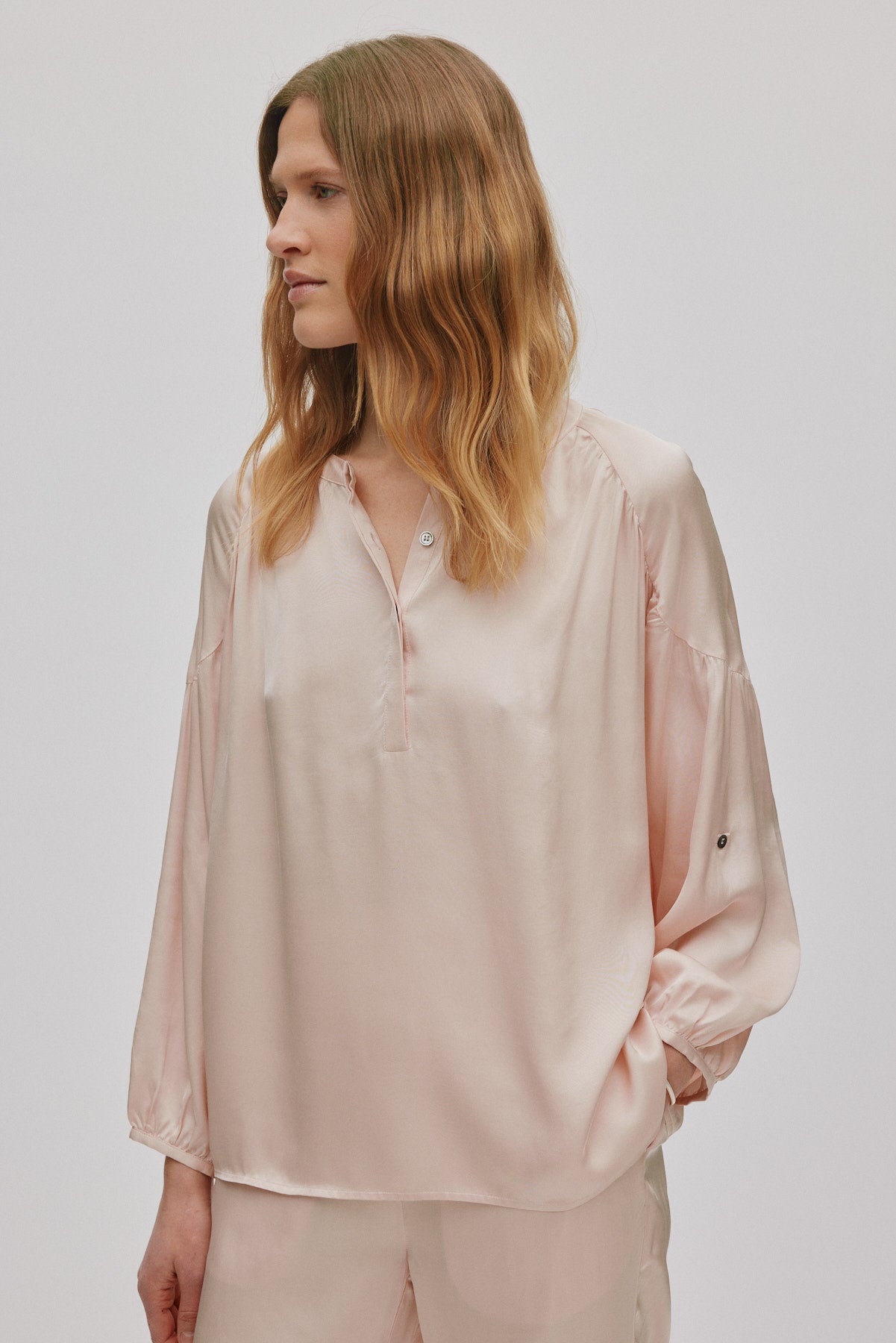 Lissy - Contrast lace shirt I Light rose 2 - Rabens Saloner
