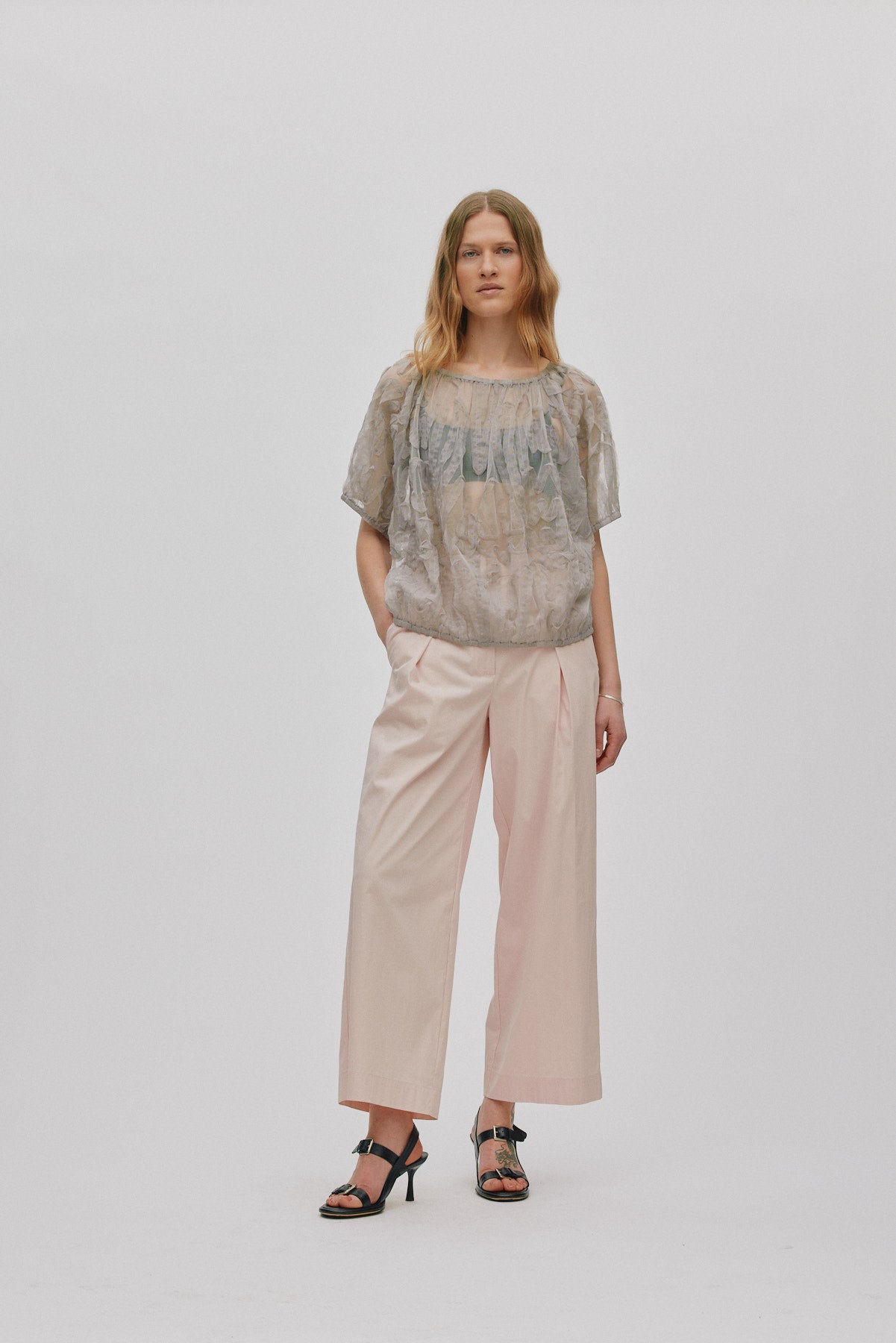 Delva - Splash netting elasticated top I Silver grey 1 - Rabens Saloner