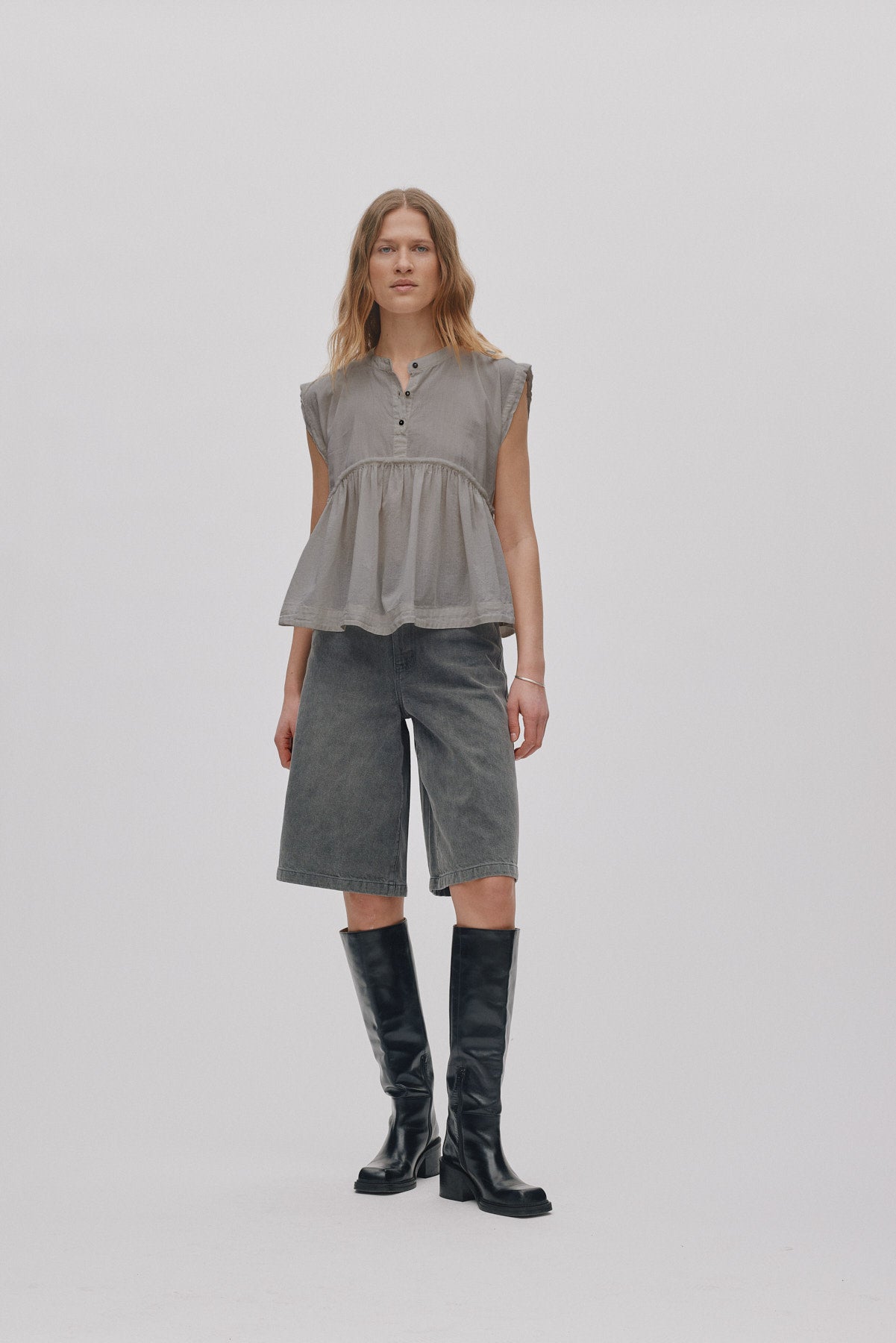 Deona - Cotton blouse I Cement Cement XS 1 - Rabens Saloner