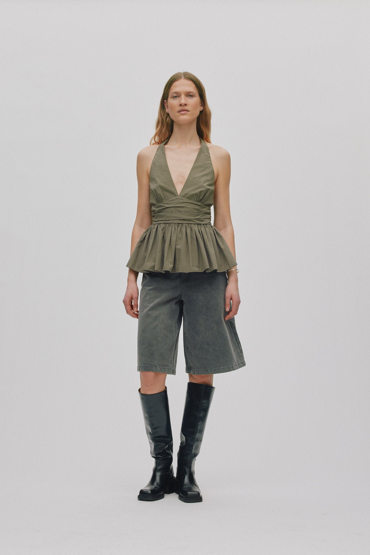 Izma - Poplin halter top I Asphalt 1 - Rabens Saloner