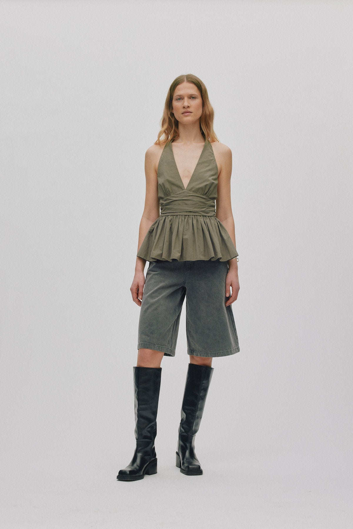Izma - Poplin halter top I Asphalt 4 - Rabens Saloner