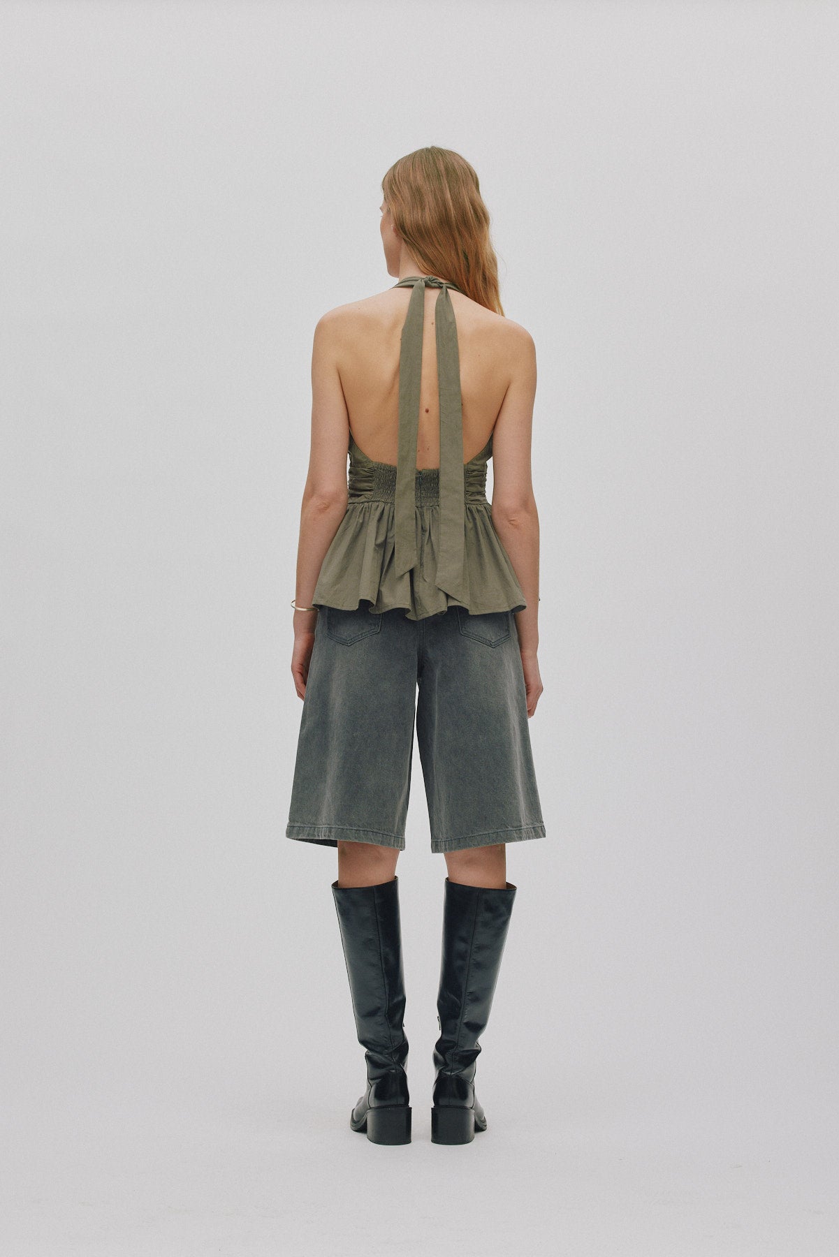 Izma - Poplin halter top I Asphalt 3 - Rabens Saloner