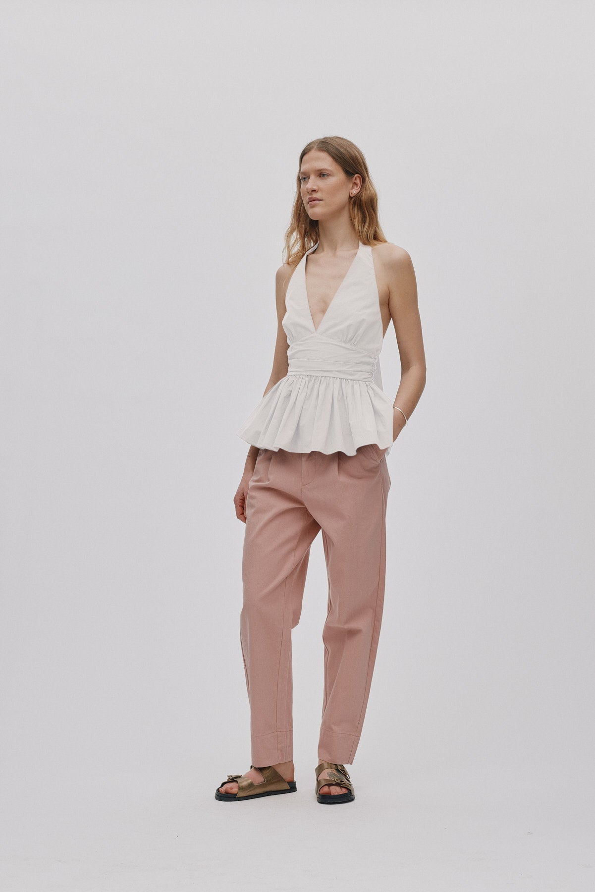 Izma - Poplin halter top I White 3 - Rabens Saloner