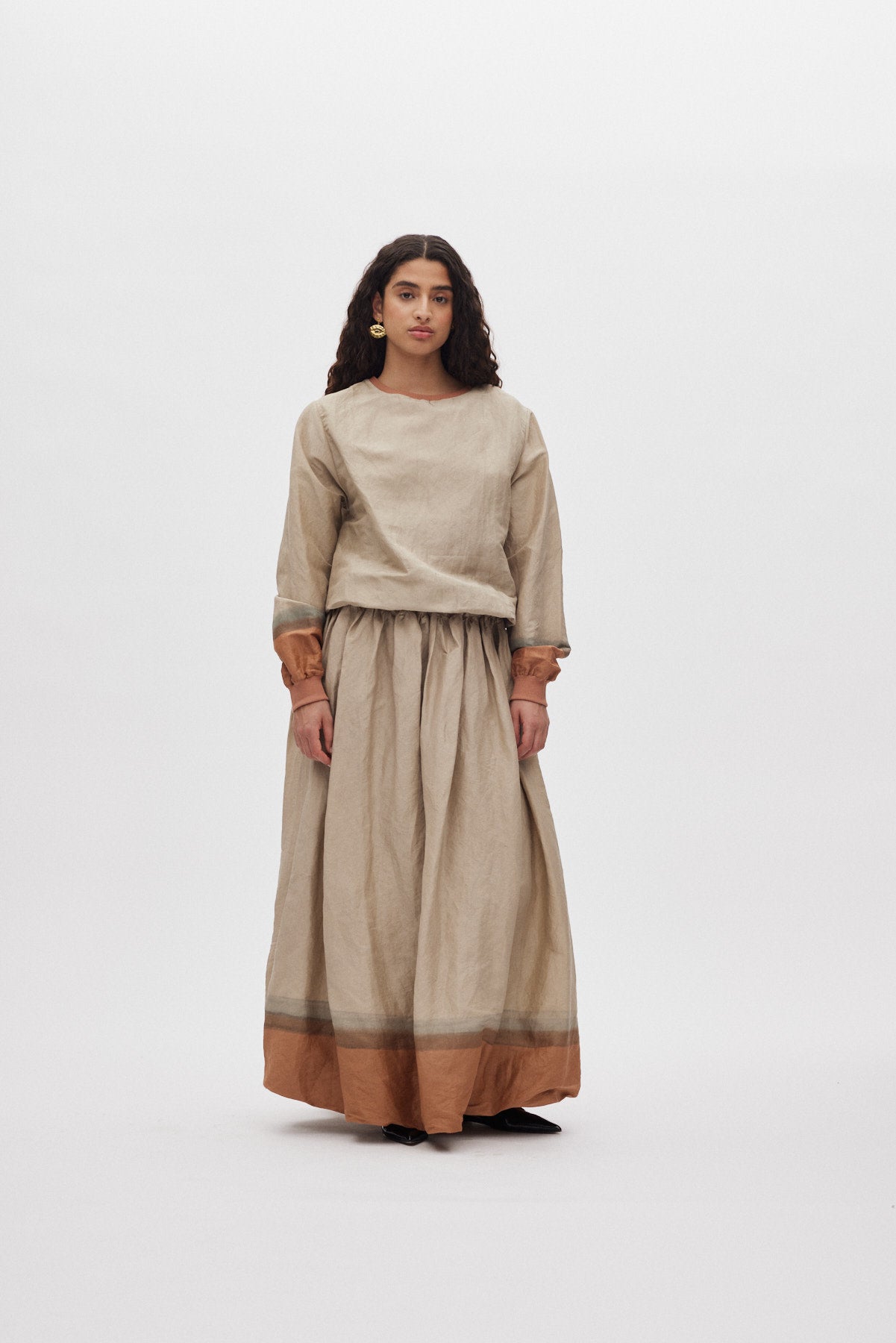 Ommi - Horizon sweat top I Silver/rust 2 - Rabens Saloner