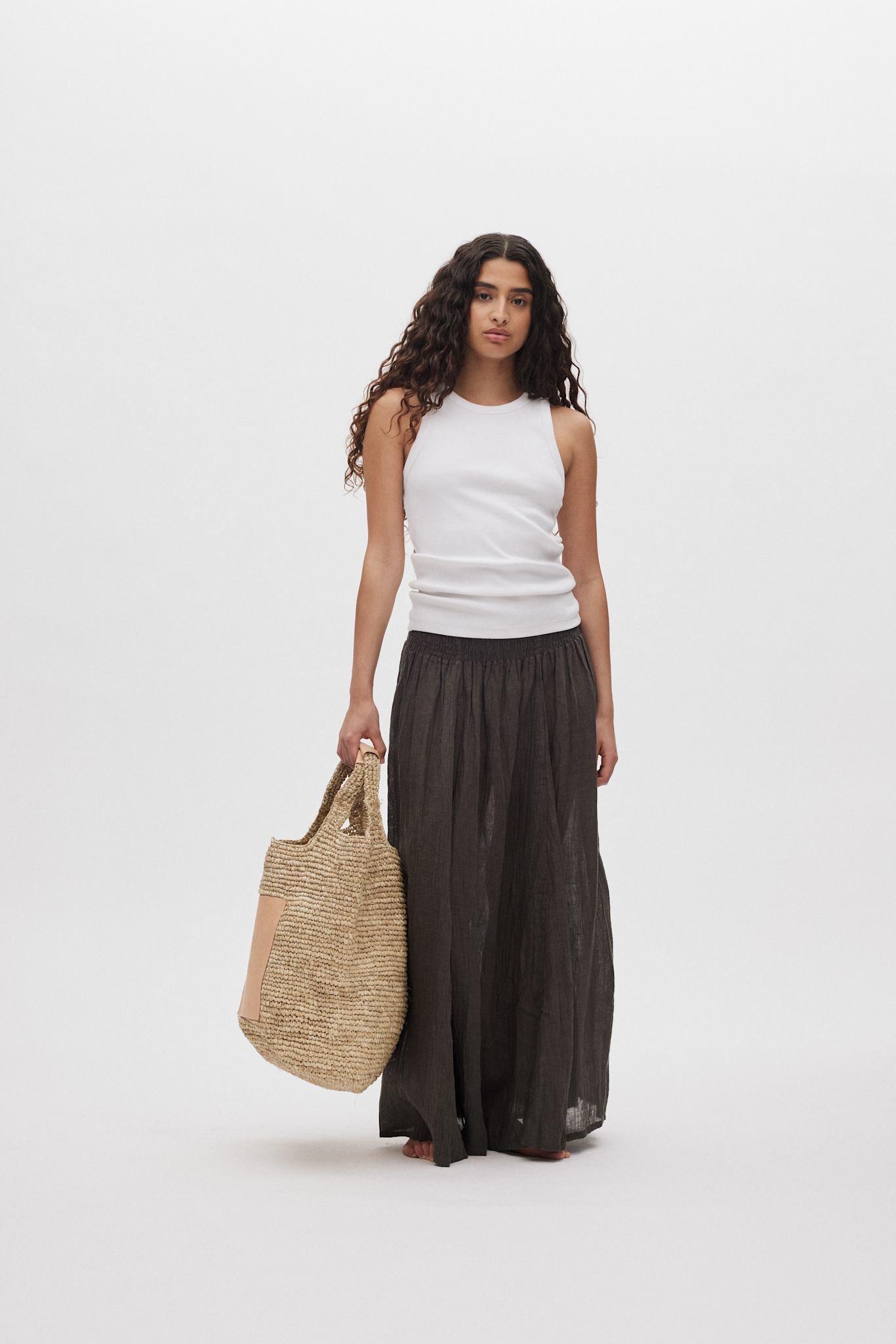 Jumana - Crinkled flared skirt I Faded black 8 - Rabens Saloner