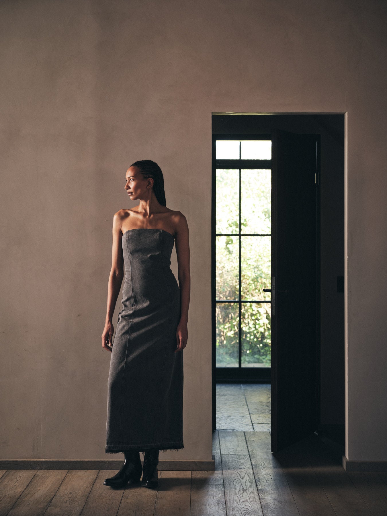 Anizette - Grey denim fitted dress I Washed grey 7 - Rabens Saloner