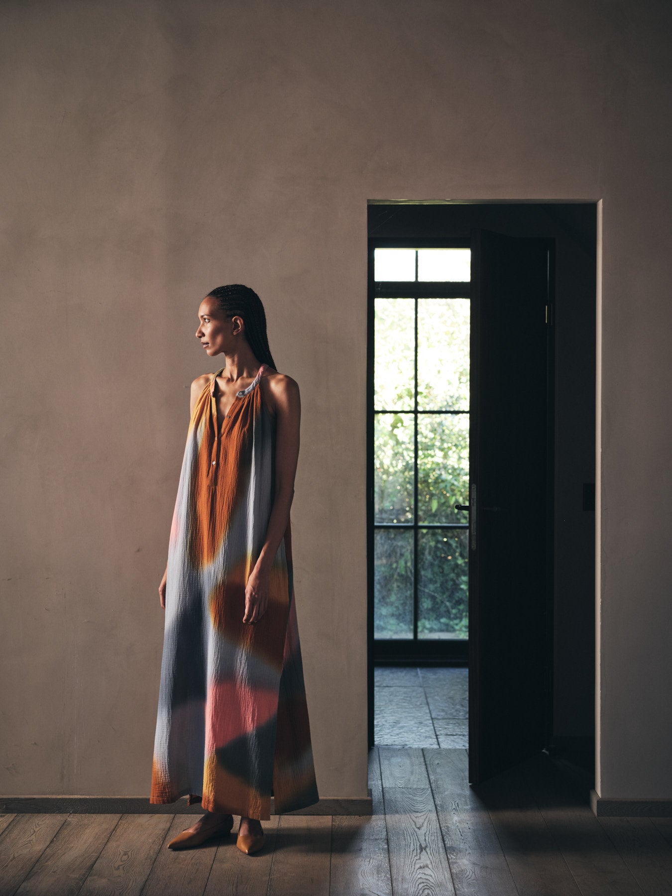 Malaia - Water color button front dress I Sunset combo 7 - Rabens Saloner