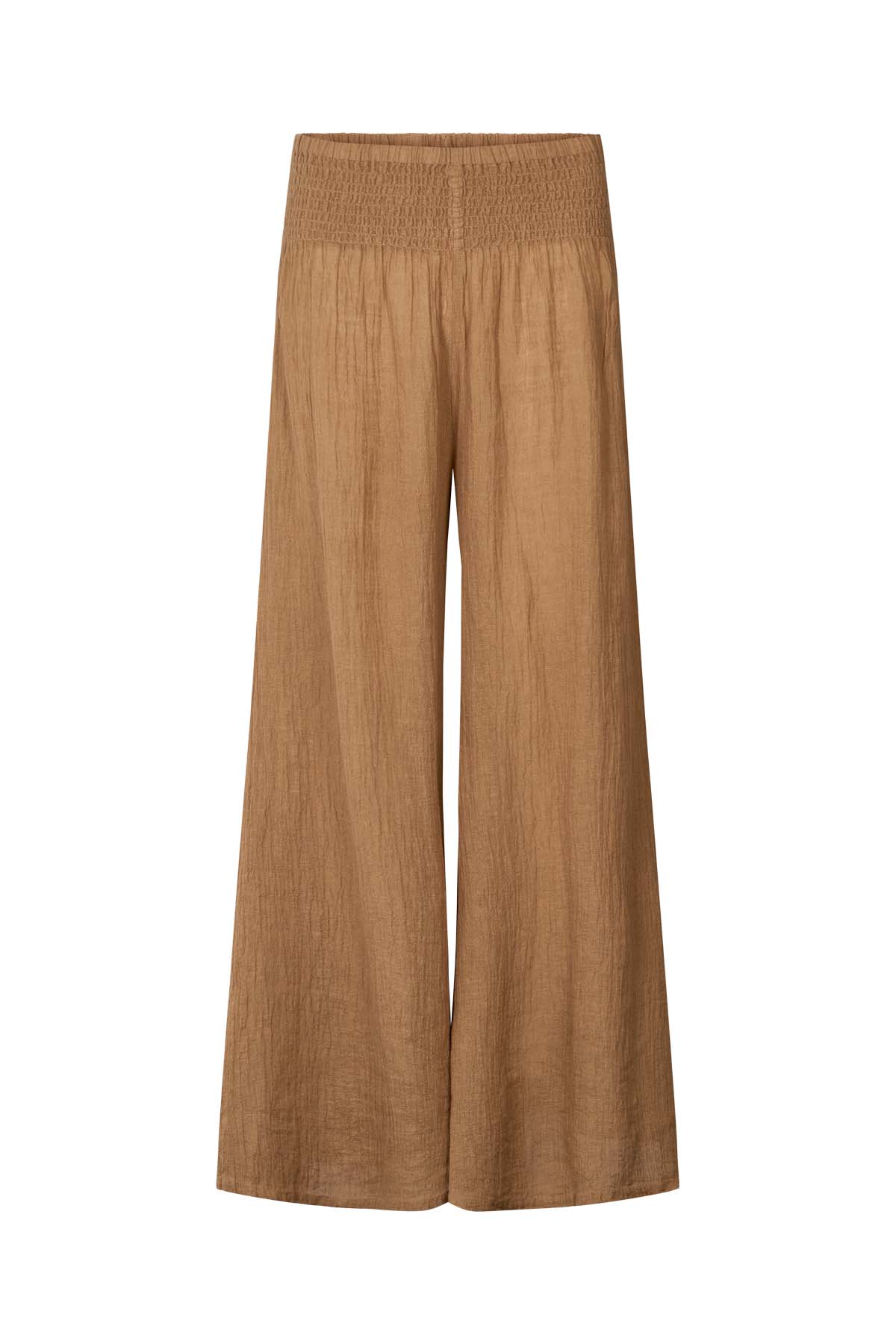Karam - Crinkled wide leg pants I Walnut 12 - Rabens Saloner
