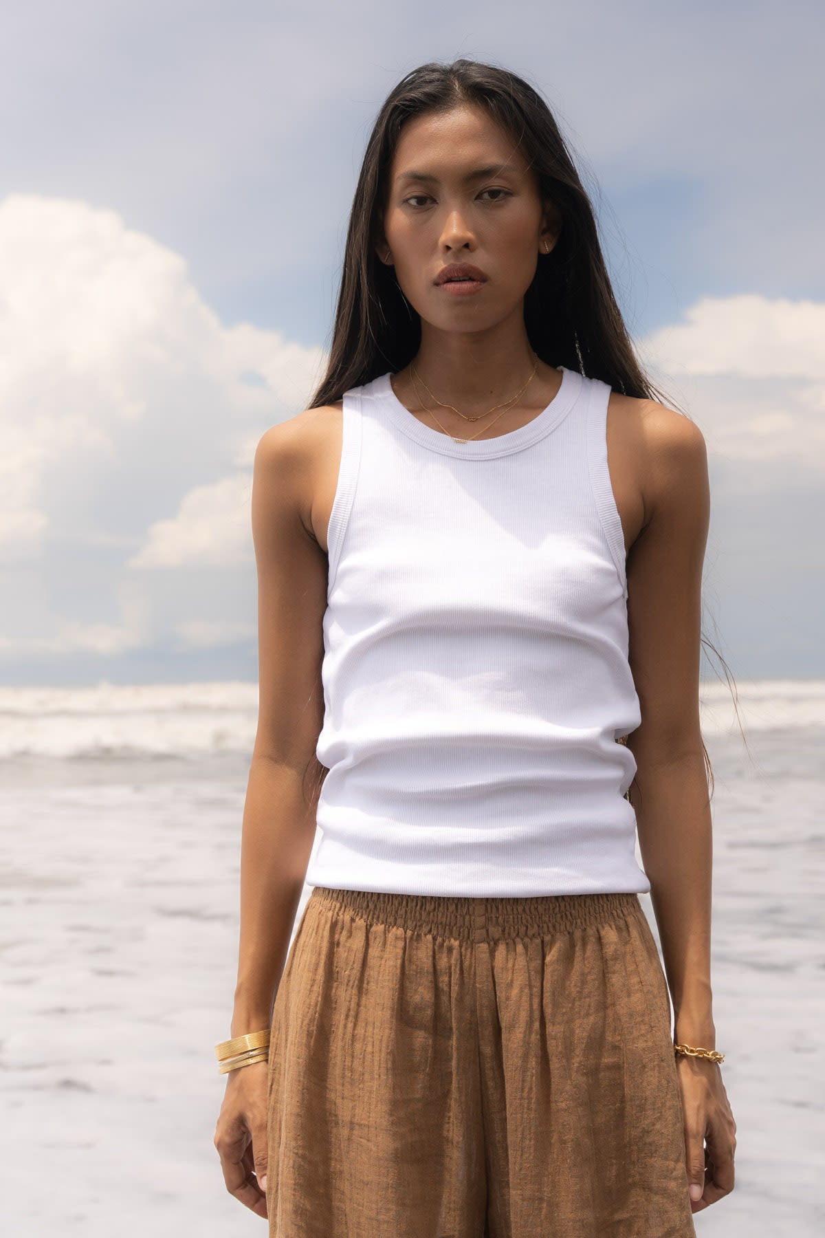 Nelle - Rib jersey tank I White 7 - Rabens Saloner