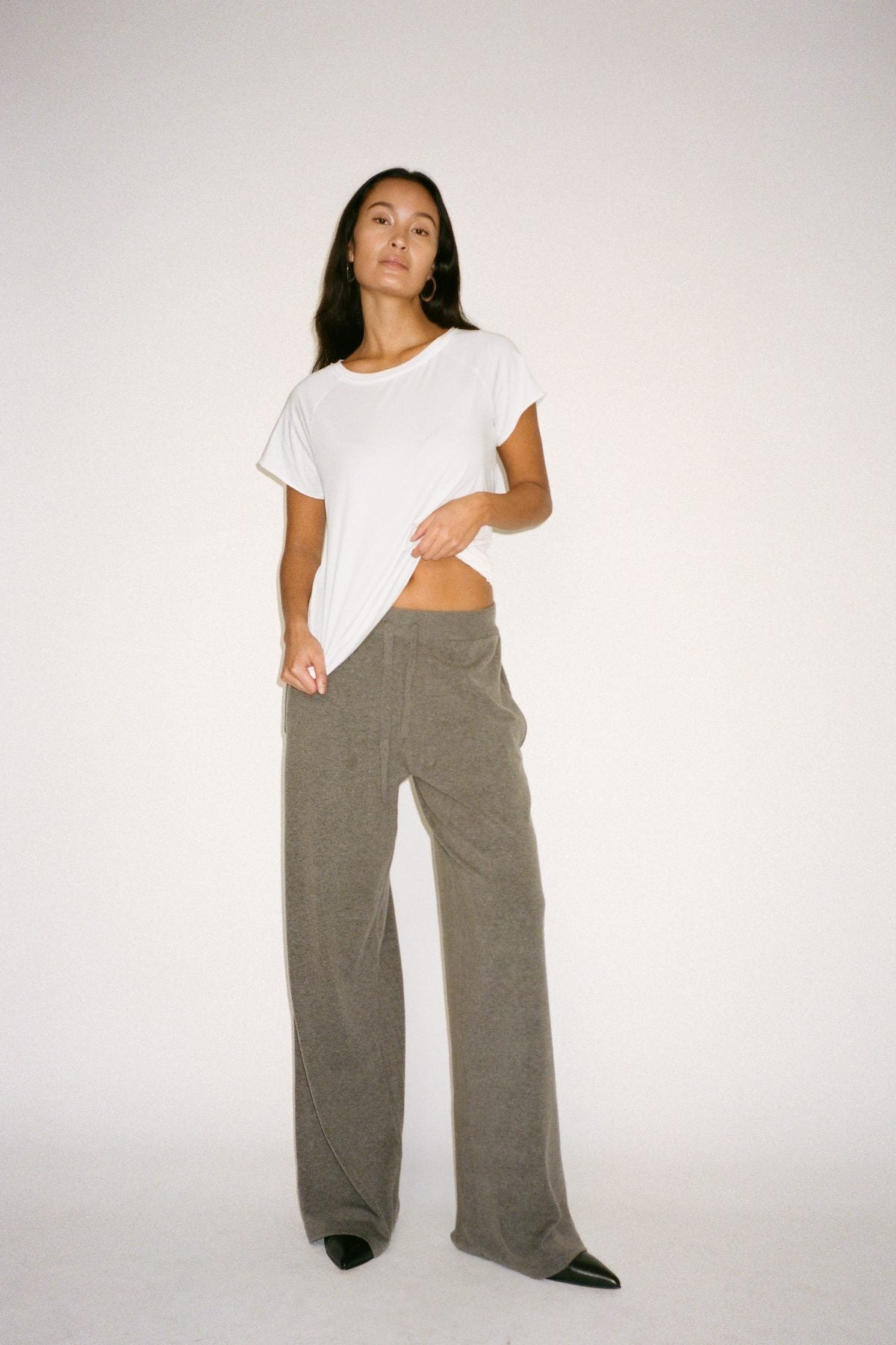 Filine - Knit lounge wide pants I Mole melange 2 - Rabens Saloner
