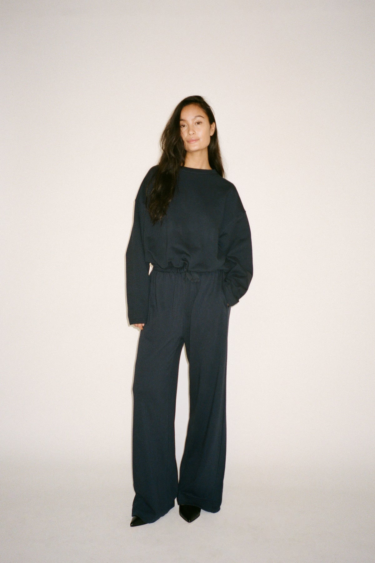 Sheela - Sweat drawstring top I Navy 3 - Rabens Saloner