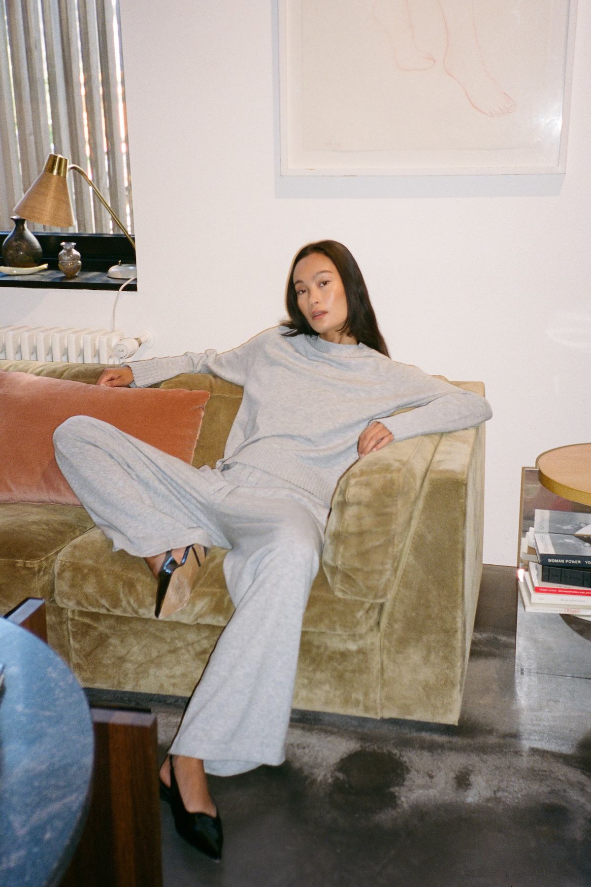 Ruca - Knit lounge boxy sweater I Grey melange 7 - Rabens Saloner