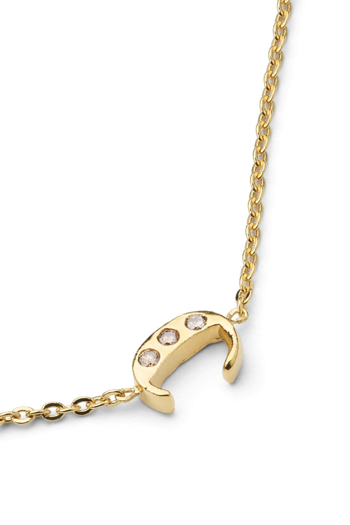Diamond letter necklace - Rabens Momento I Gold w/ Champagne diamond Gold w/ Champagne diamond C 11 - Rabens Saloner