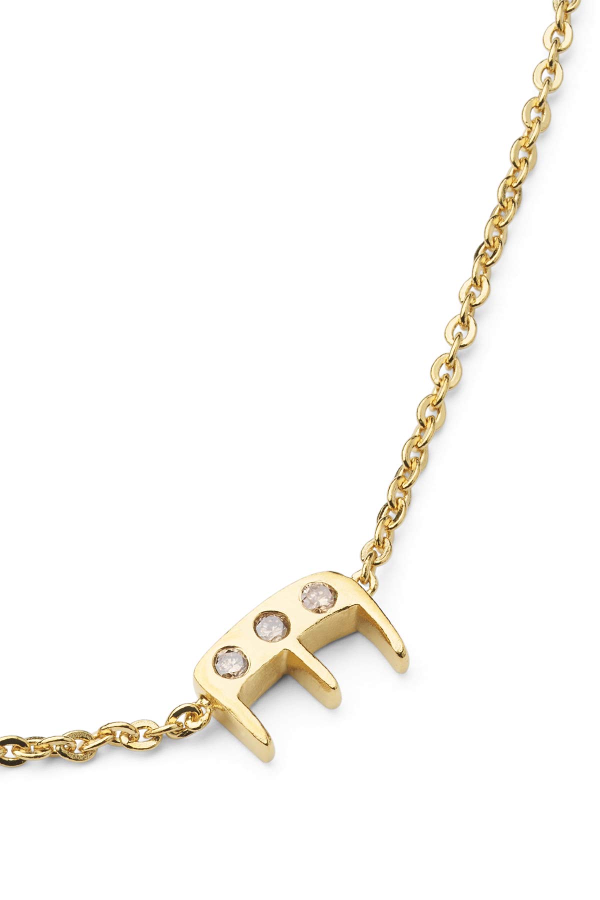 Diamond letter necklace - Rabens Momento I Gold w/ Champagne diamond Gold w/ Champagne diamond E 15 - Rabens Saloner