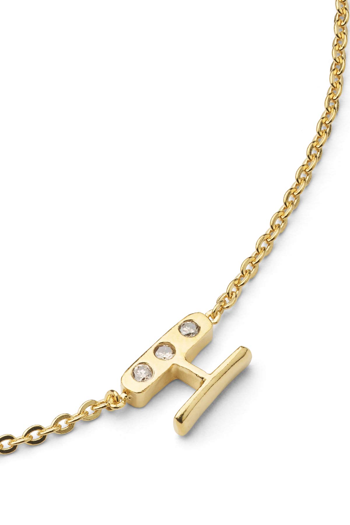 Diamond letter necklace - Rabens Momento I Gold w/ Champagne diamond Gold w/ Champagne diamond H 21 - Rabens Saloner