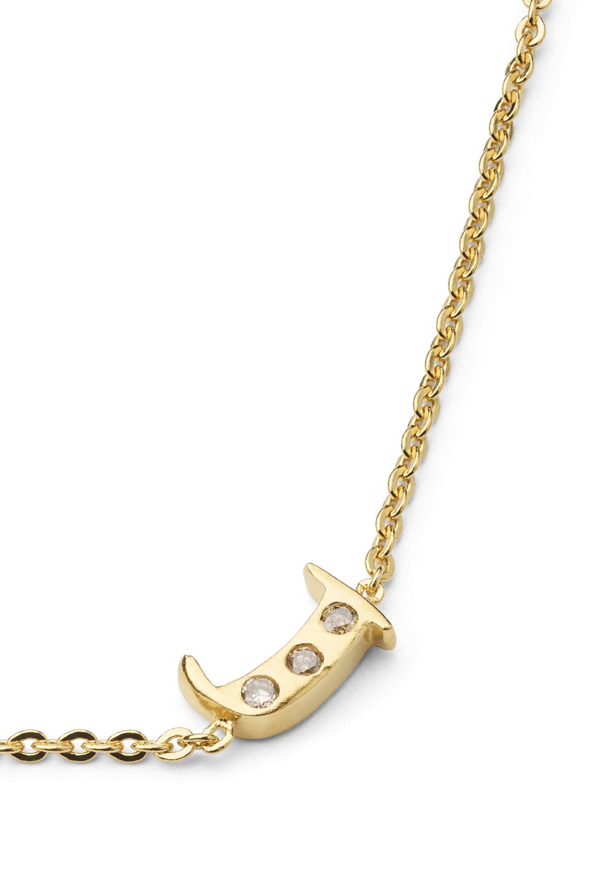 Diamond letter necklace - Rabens Momento I Gold w/ Champagne diamond Gold w/ Champagne diamond J 25 - Rabens Saloner