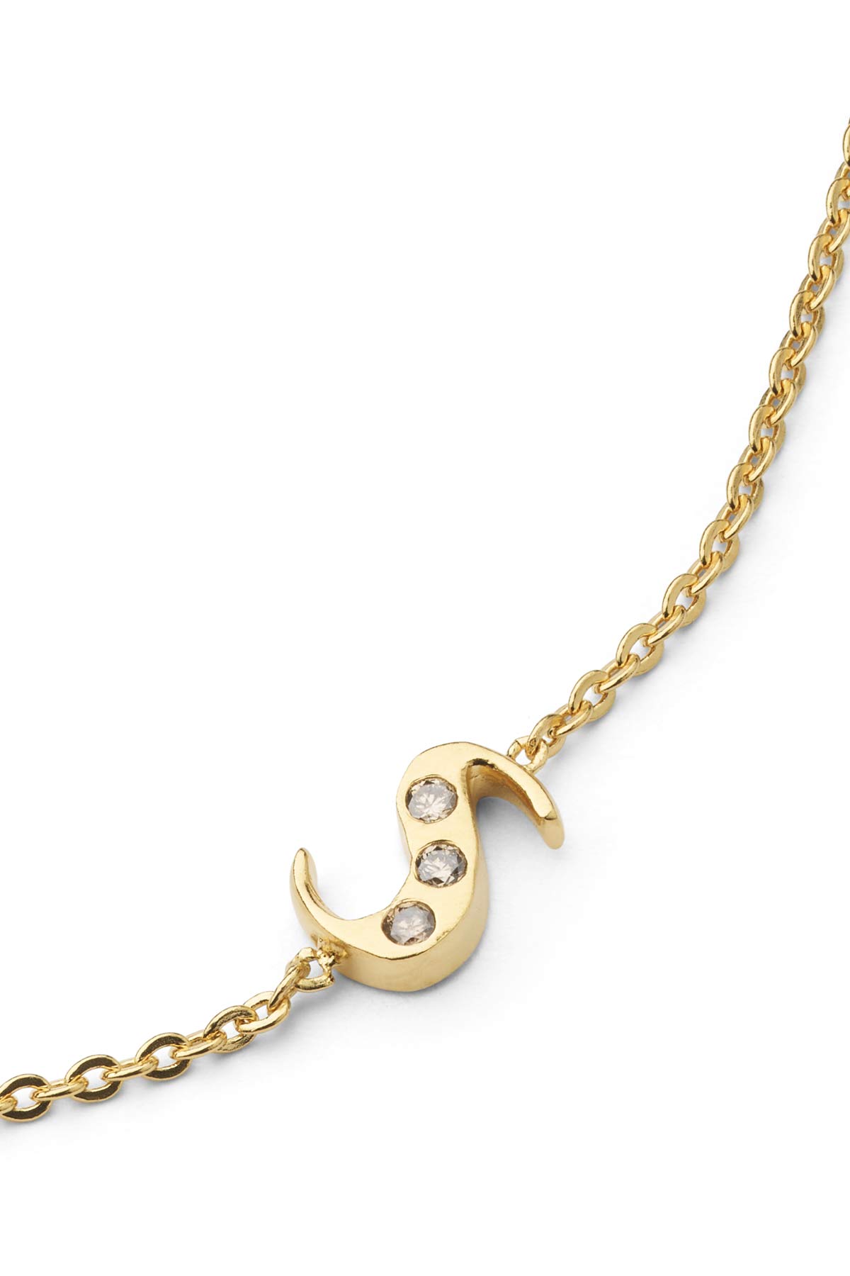 Diamond letter necklace - Rabens Momento I Gold w/ Champagne diamond Gold w/ Champagne diamond S 1 - Rabens Saloner