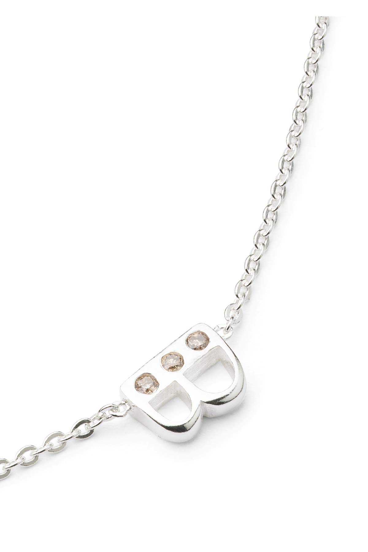 Diamond letter necklace - Rabens Momento I Silver w/ Champagne diamond Silver w/ Champagne diamond B 10 - Rabens Saloner