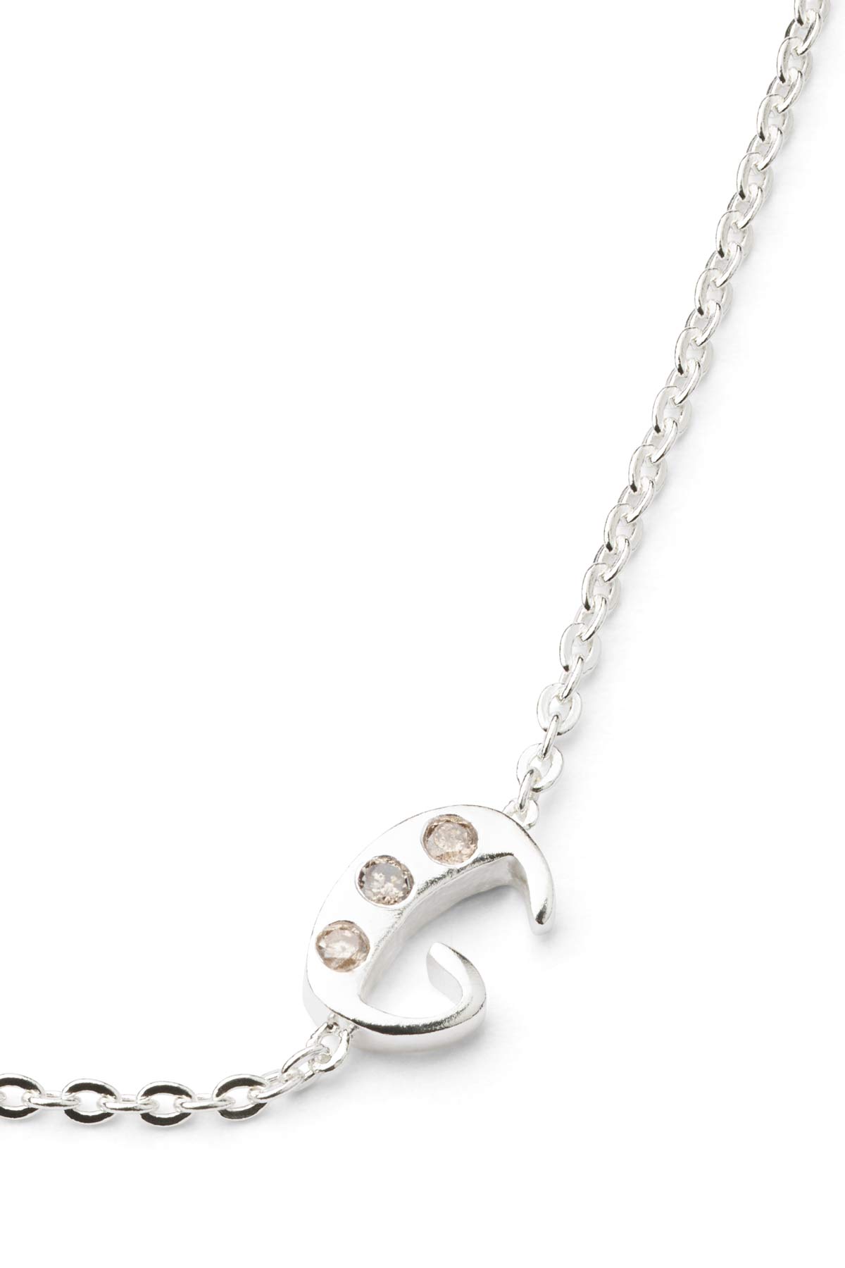 Diamond letter necklace - Rabens Momento I Silver w/ Champagne diamond Silver w/ Champagne diamond G 20 - Rabens Saloner