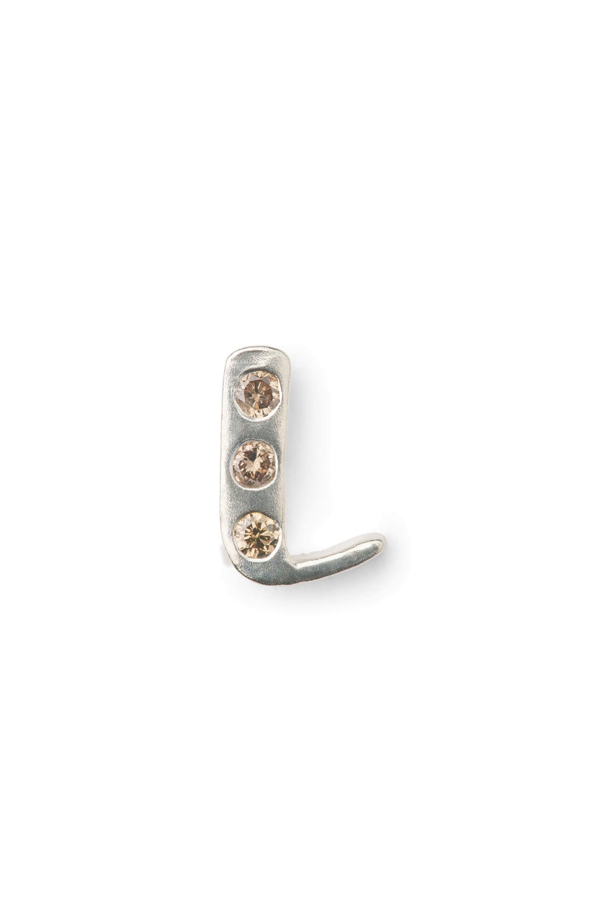 Diamond letter ear stud - Rabens Momento I Silver w/ Champagne diamond Silver w/ Champagne diamond L 5 - Rabens Saloner