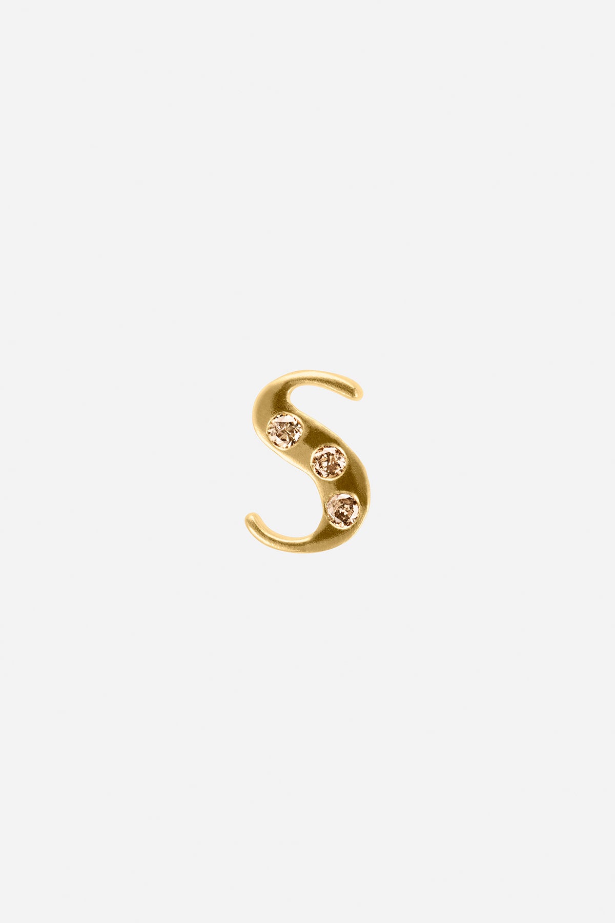 Diamond letter ear stud - Rabens Momento I Gold w/ Champagne diamond Gold w/ Champagne diamond S 1 - Rabens Saloner