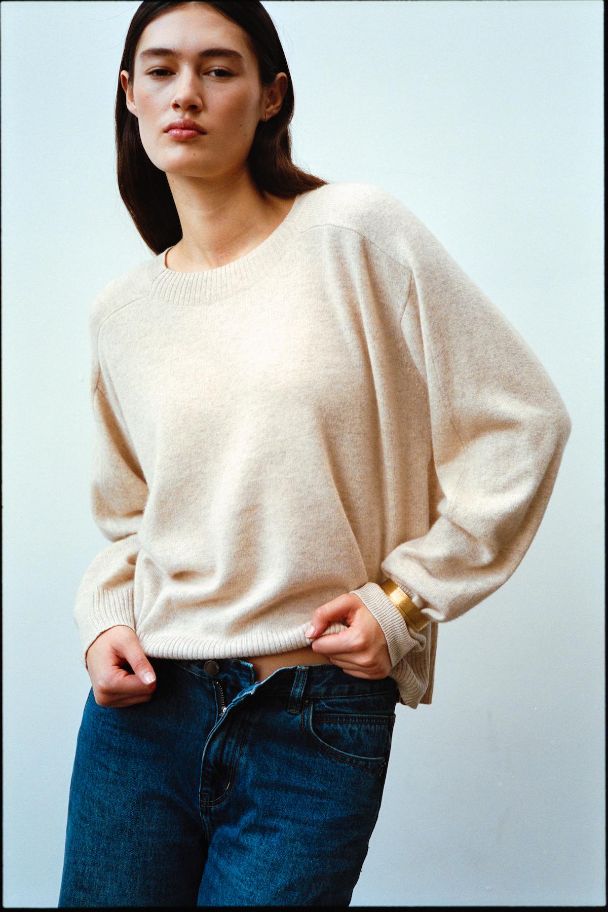 Dalani - Woolcash boxy sweater I Oatmeal melange 2 - Rabens Saloner