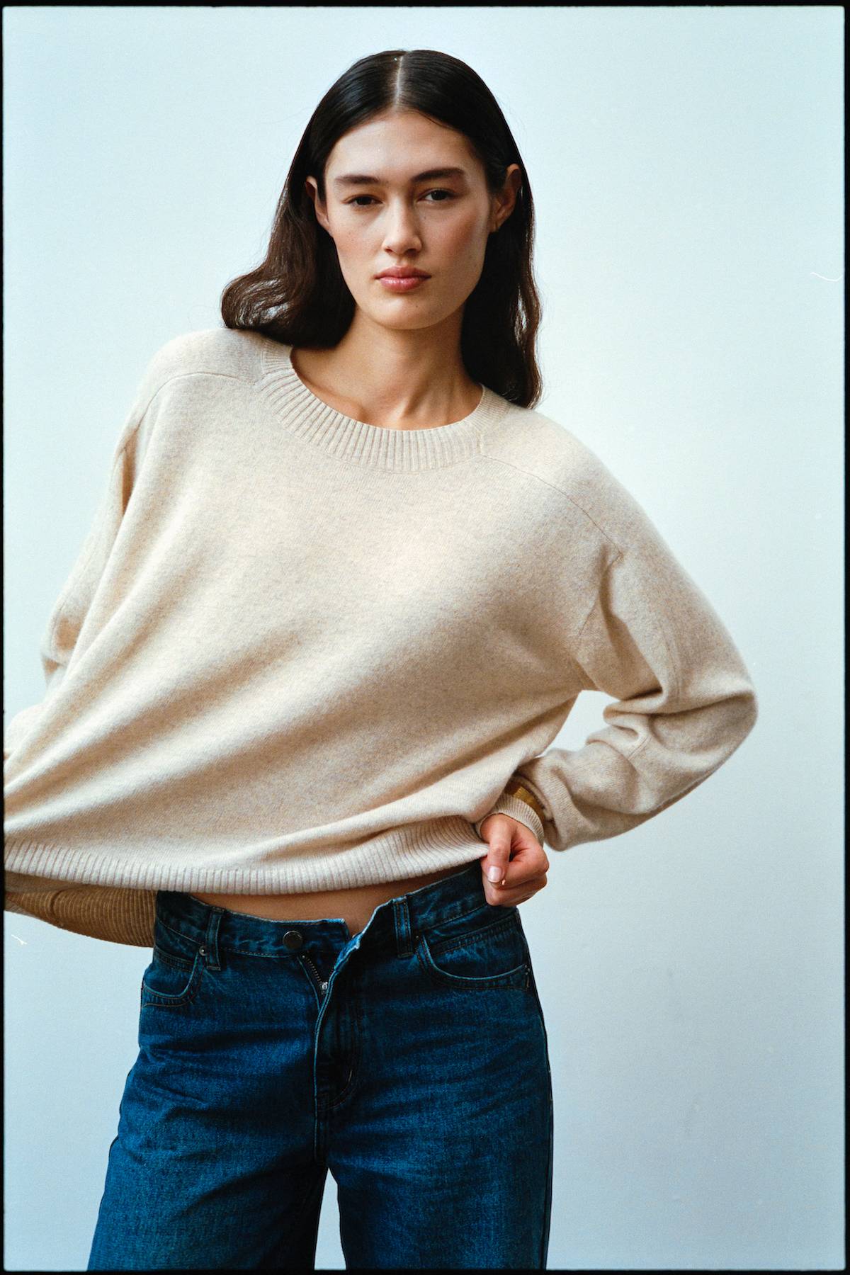 Dalani - Woolcash boxy sweater I Oatmeal melange 1 - Rabens Saloner