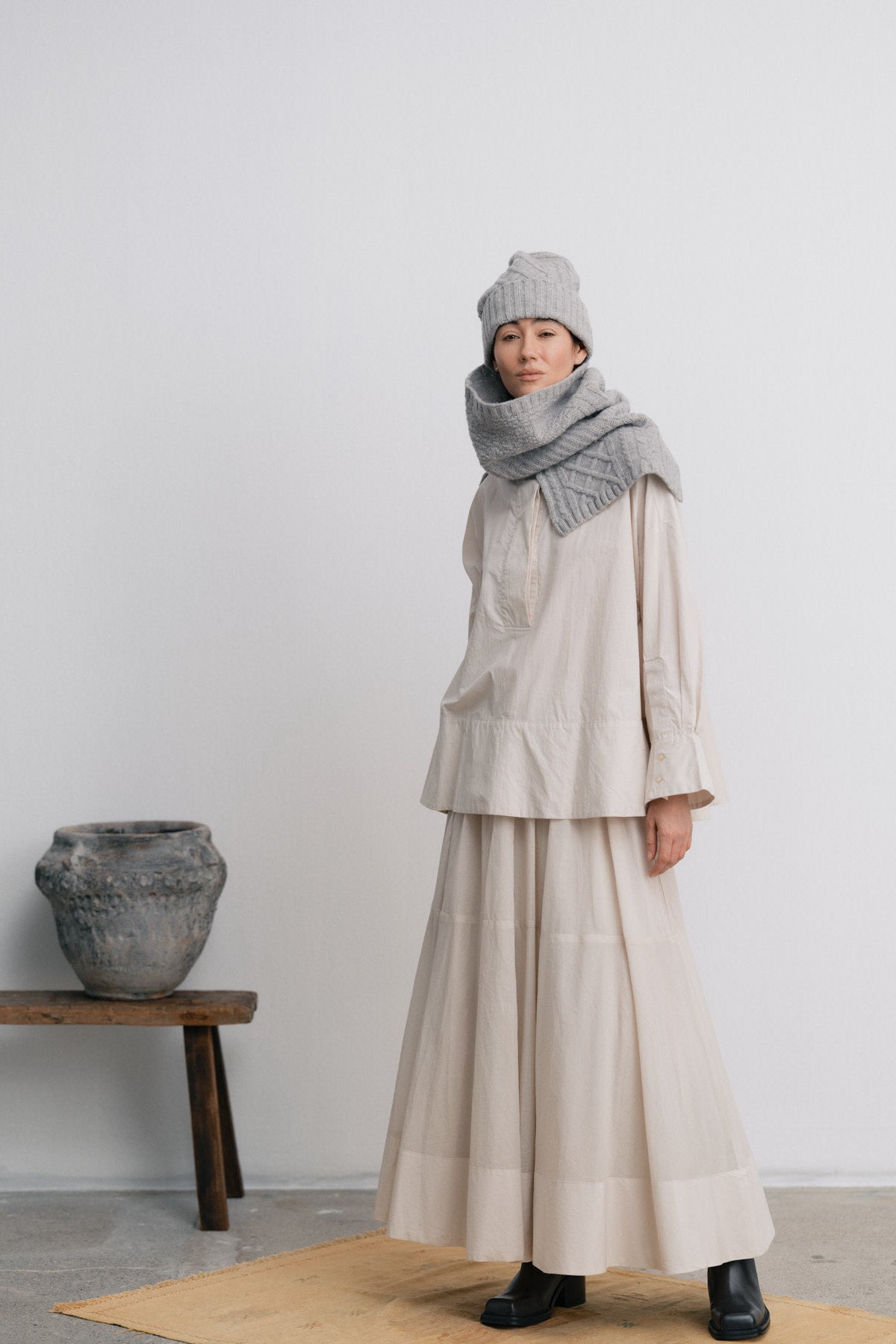 Dema - Poplin full layered skirt I Clay 8 - Rabens Saloner