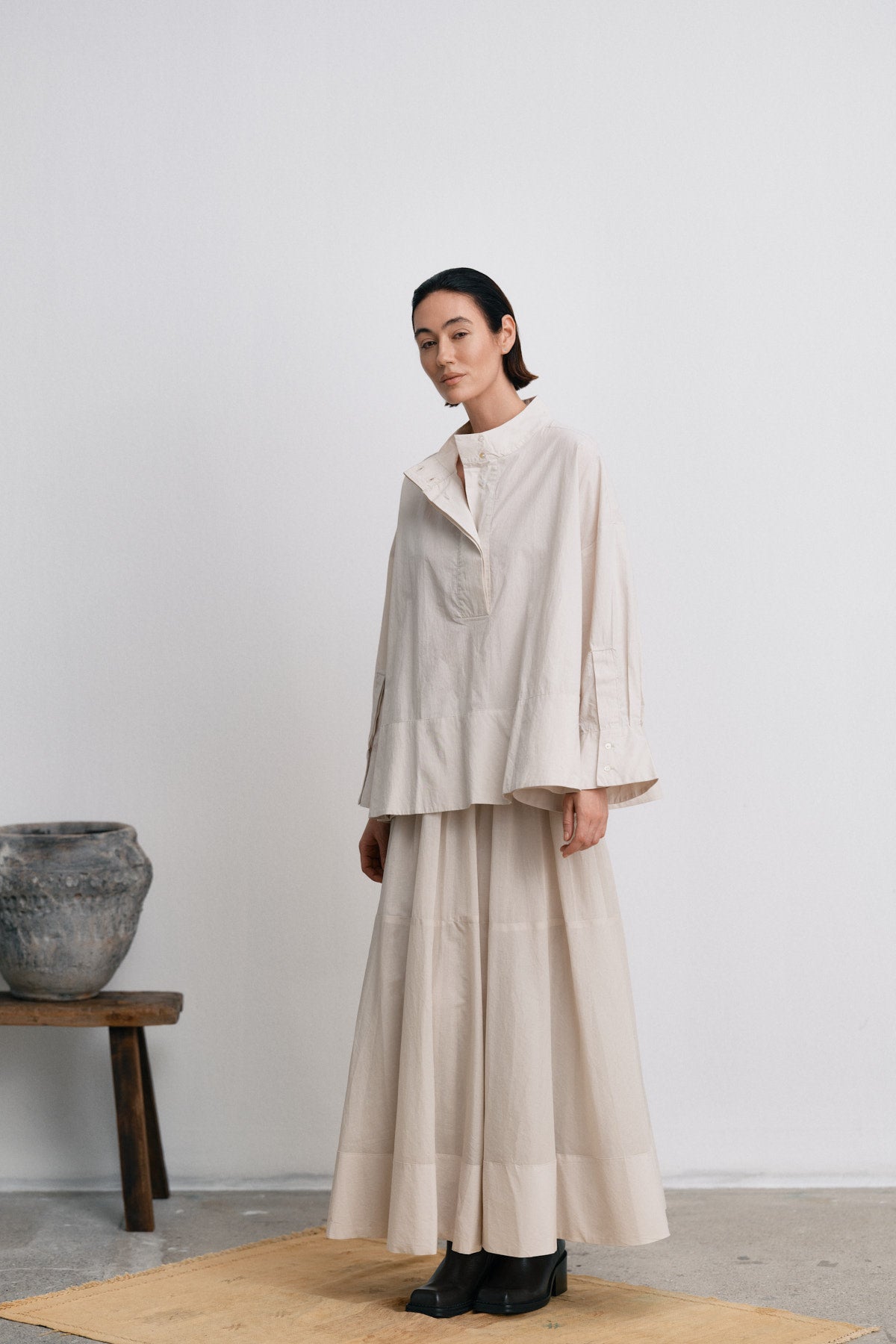 Dema - Poplin full layered skirt I Clay 7 - Rabens Saloner