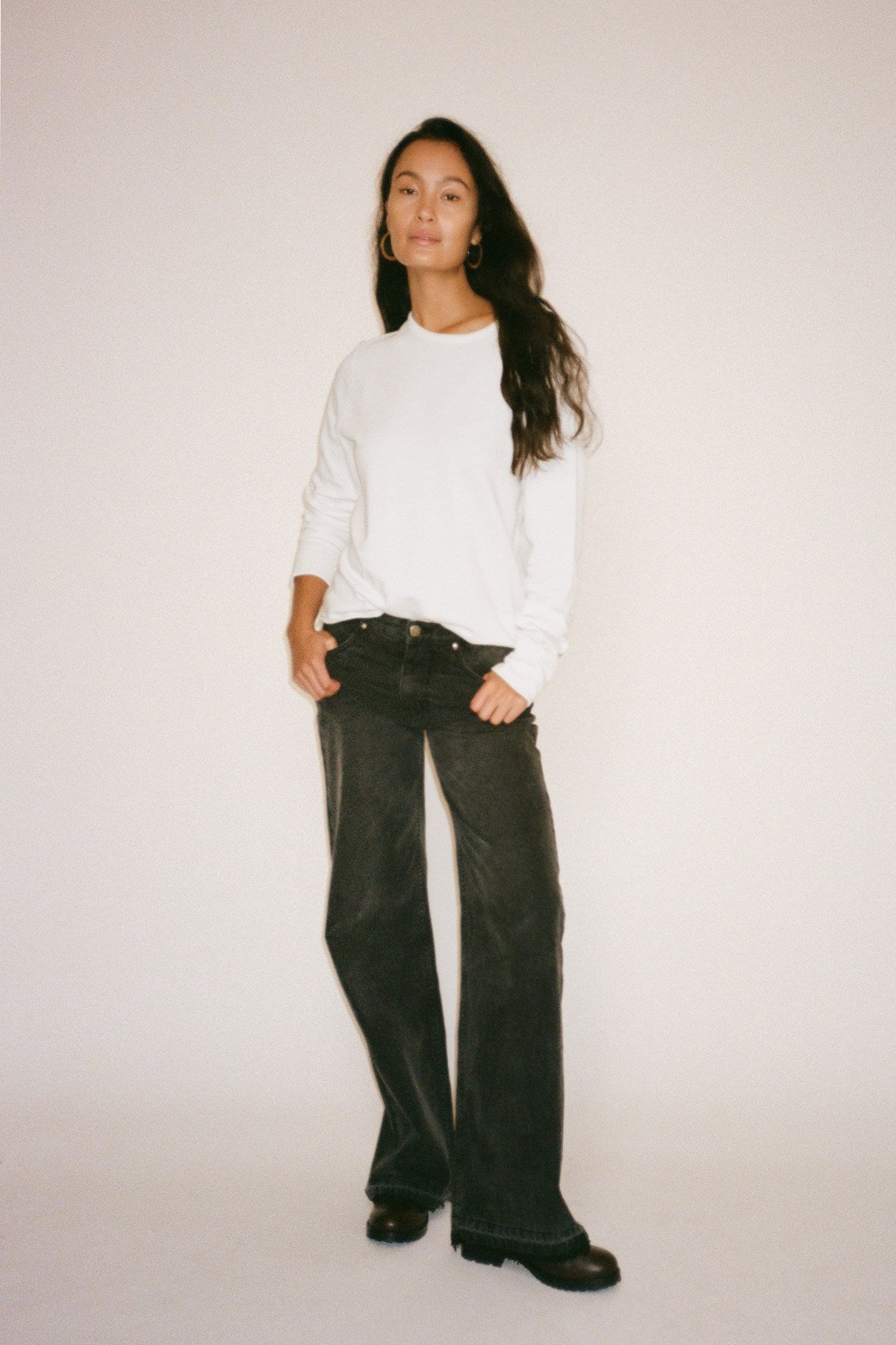 Fellini - Denim black straight pants I Washed black denim 1 - Rabens Saloner