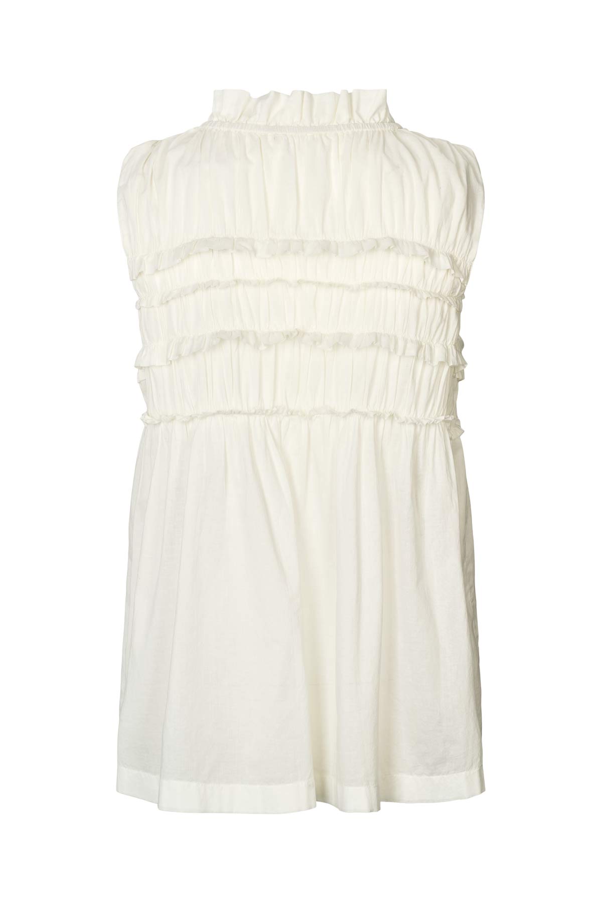 Pia - Voile frill halter top I Chalk 5 - Rabens Saloner