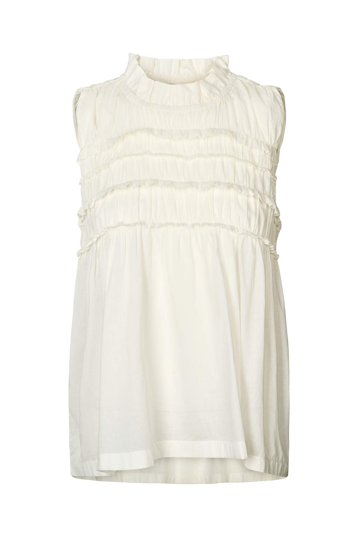 Pia - Voile frill halter top I Chalk Chalk XS 4 - Rabens Saloner