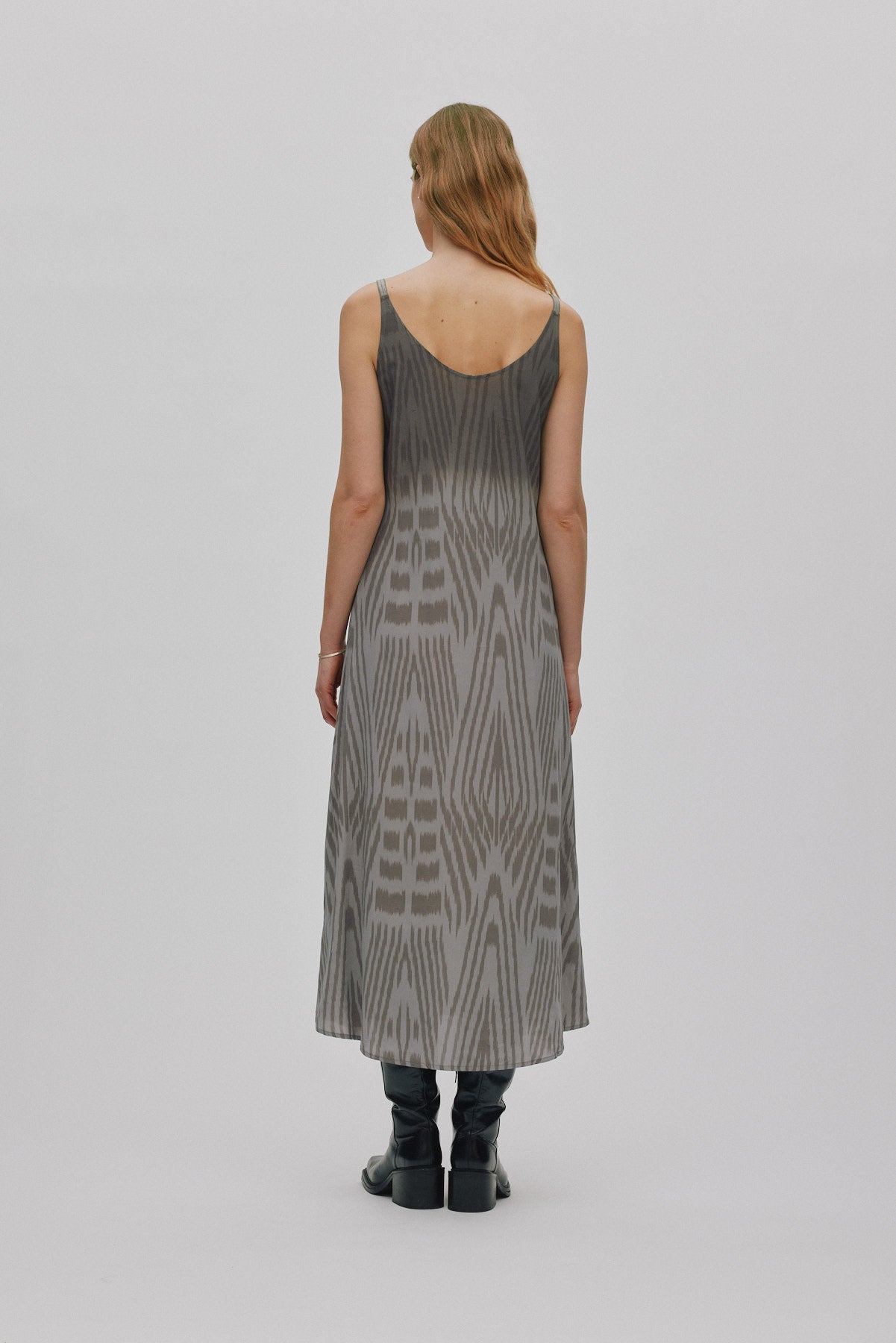 Maice - Ombre ikat slim string dress I Asphalt combo 3 - Rabens Saloner
