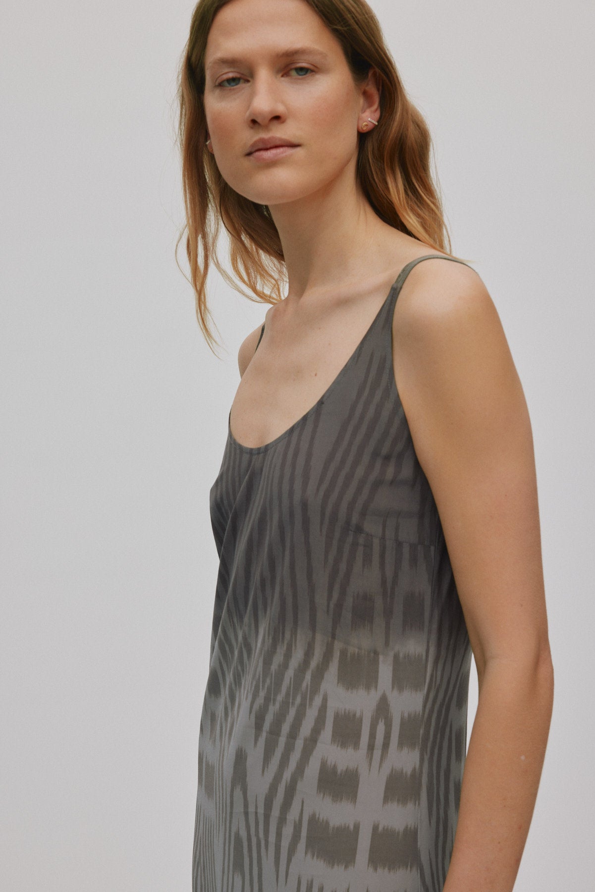 Maice - Ombre ikat slim string dress I Asphalt combo 4 - Rabens Saloner