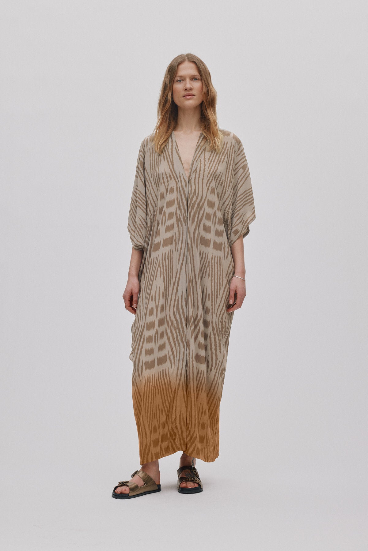 Alesandra - Ombre ikat kimono dress I Cognac combo 3 - Rabens Saloner