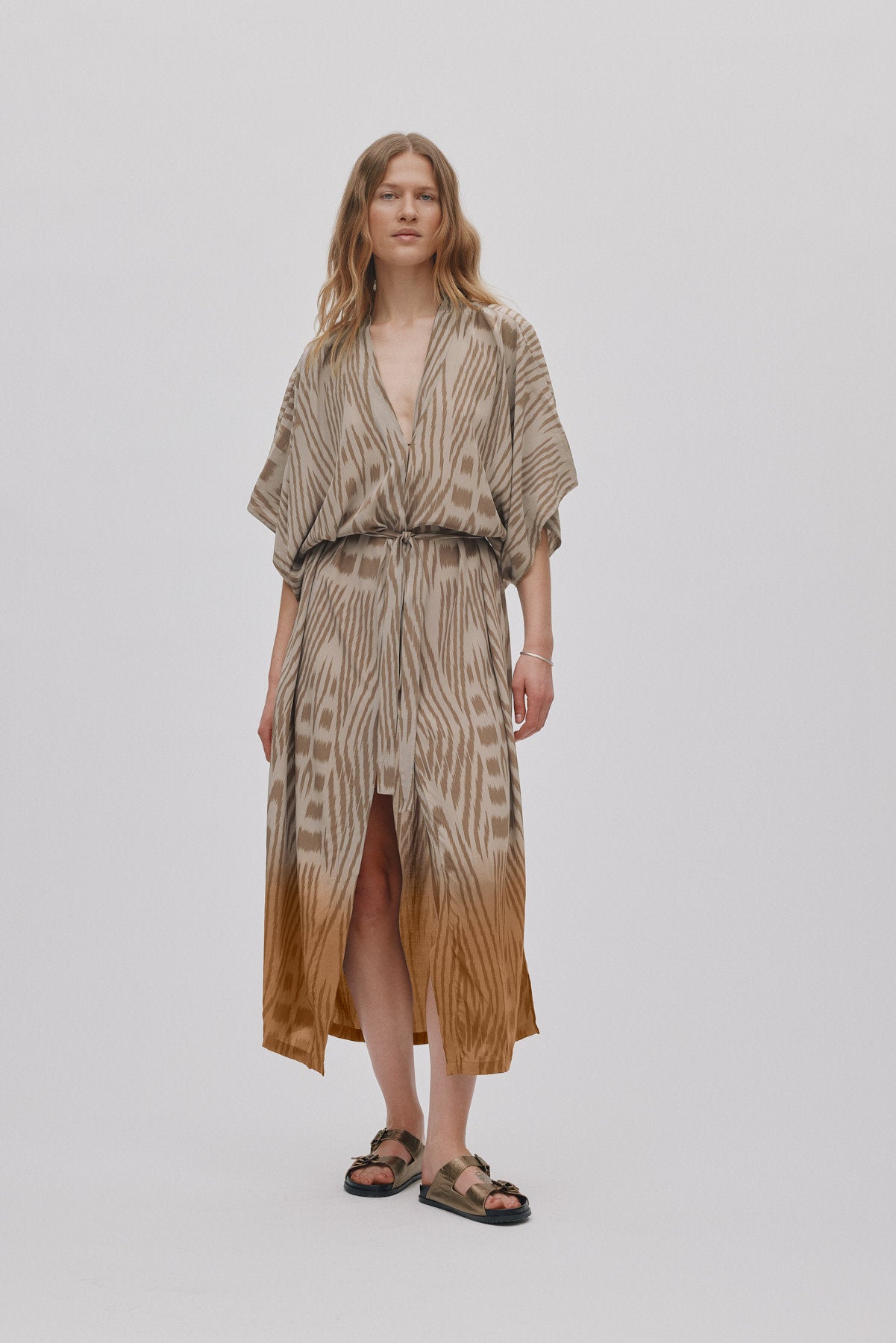 Alesandra - Ombre ikat kimono dress I Cognac combo Cognac combo O/S 1 - Rabens Saloner