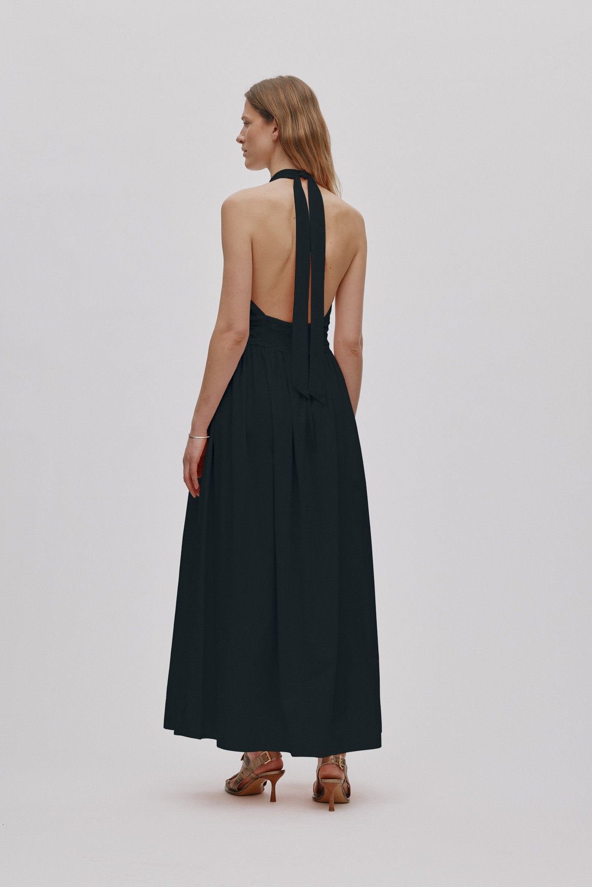 Izette - Poplin halter dress I Black 2 - Rabens Saloner