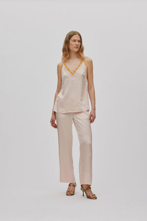 Alisa - Contrast lace wide leg pants I Light rose Light rose XS 1 - Rabens Saloner