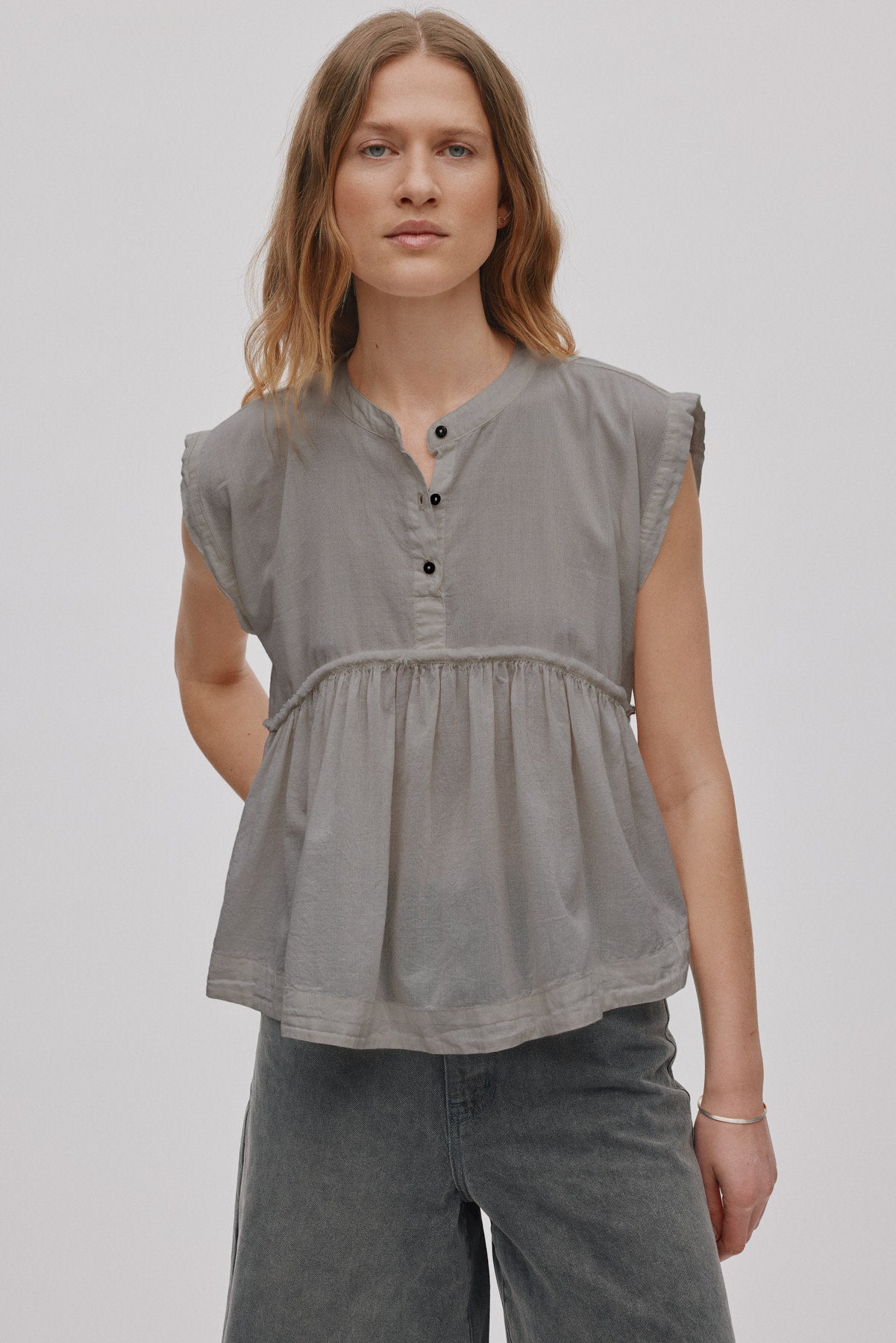 Deona - Cotton blouse I Cement 2 - Rabens Saloner
