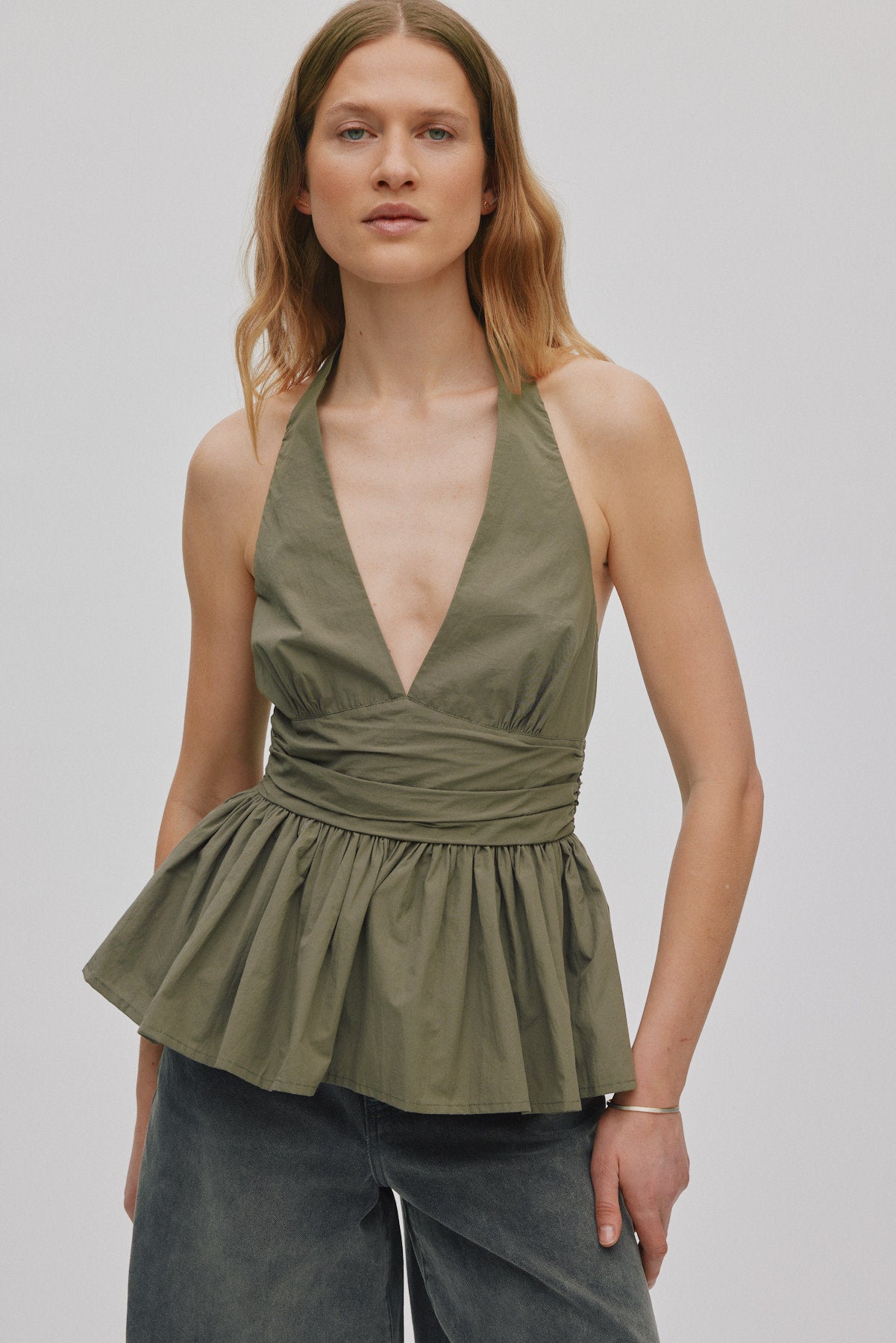 Izma - Poplin halter top I Asphalt 2 - Rabens Saloner